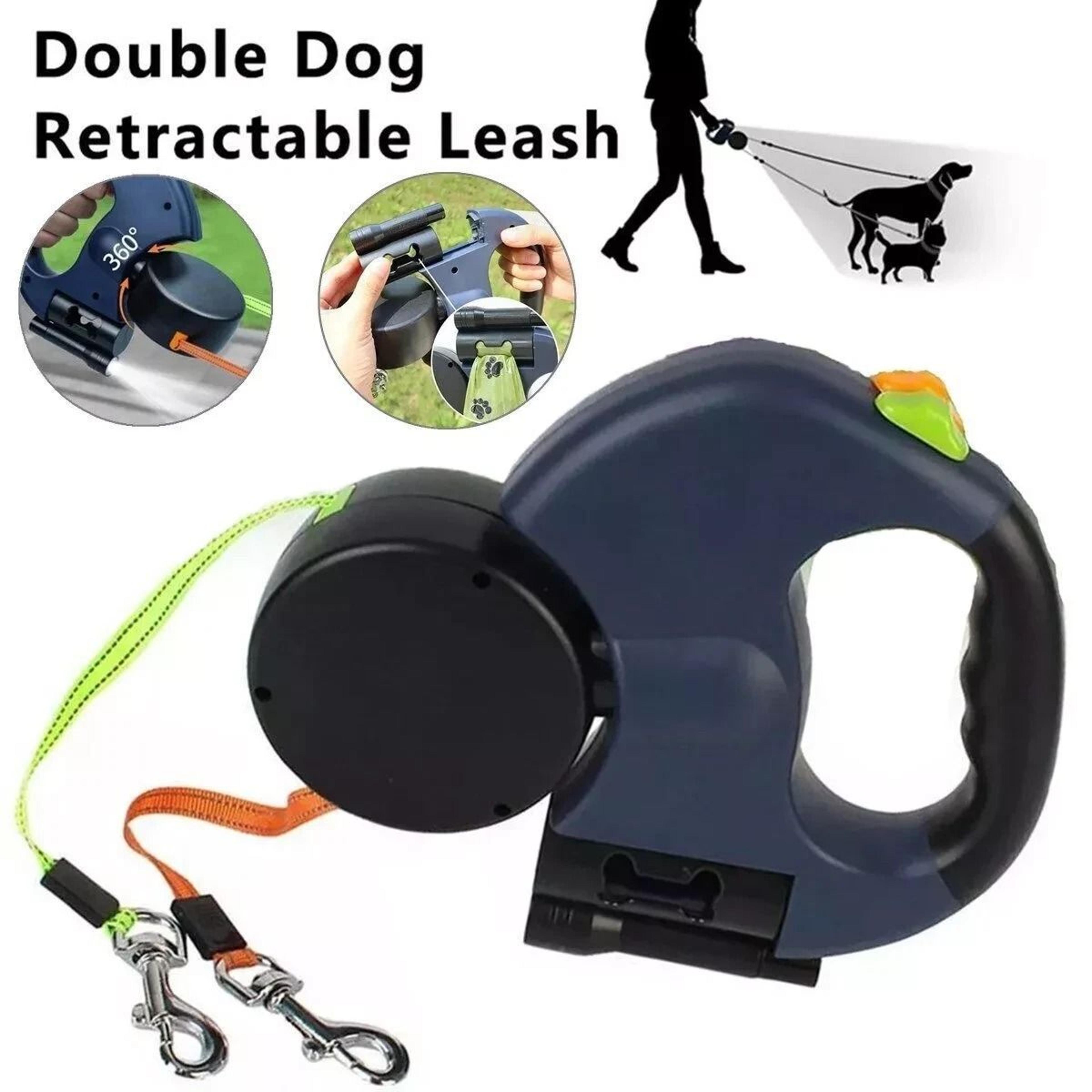 Double Dog Walking Leash Dual Pet Leash Retractable Swivel Reflective Lead 6