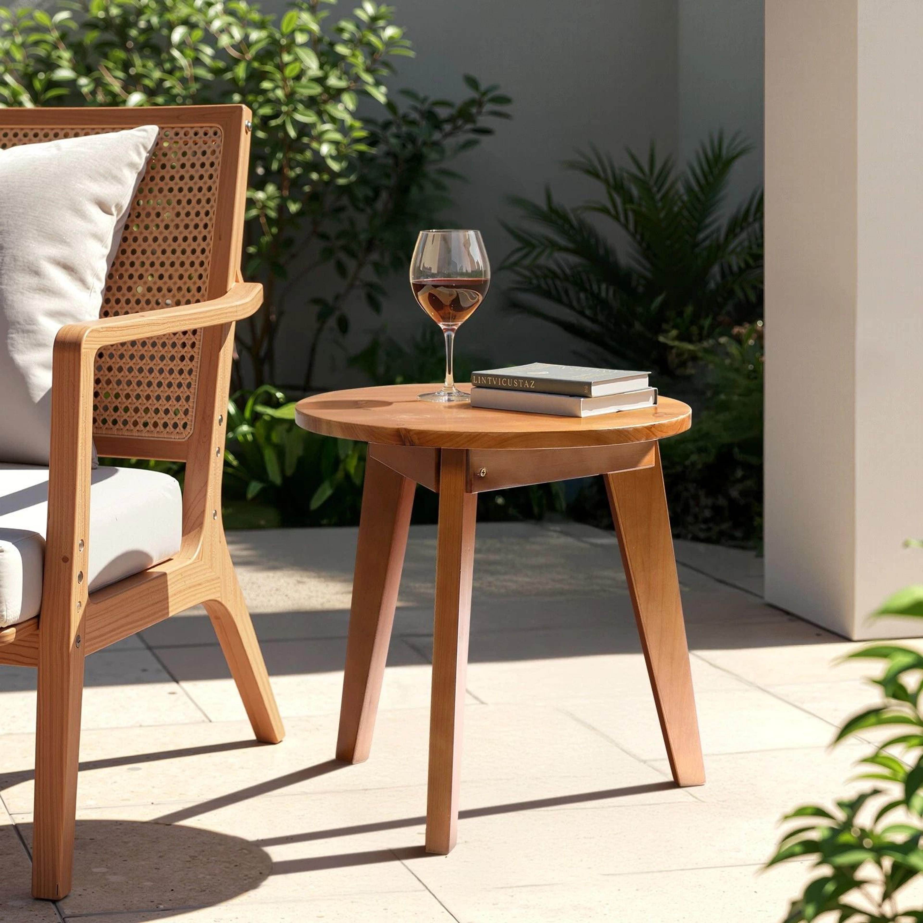 Portable Patio Side Coffee End Table Wooden Bedside Furniture Indoor Outdoor 3