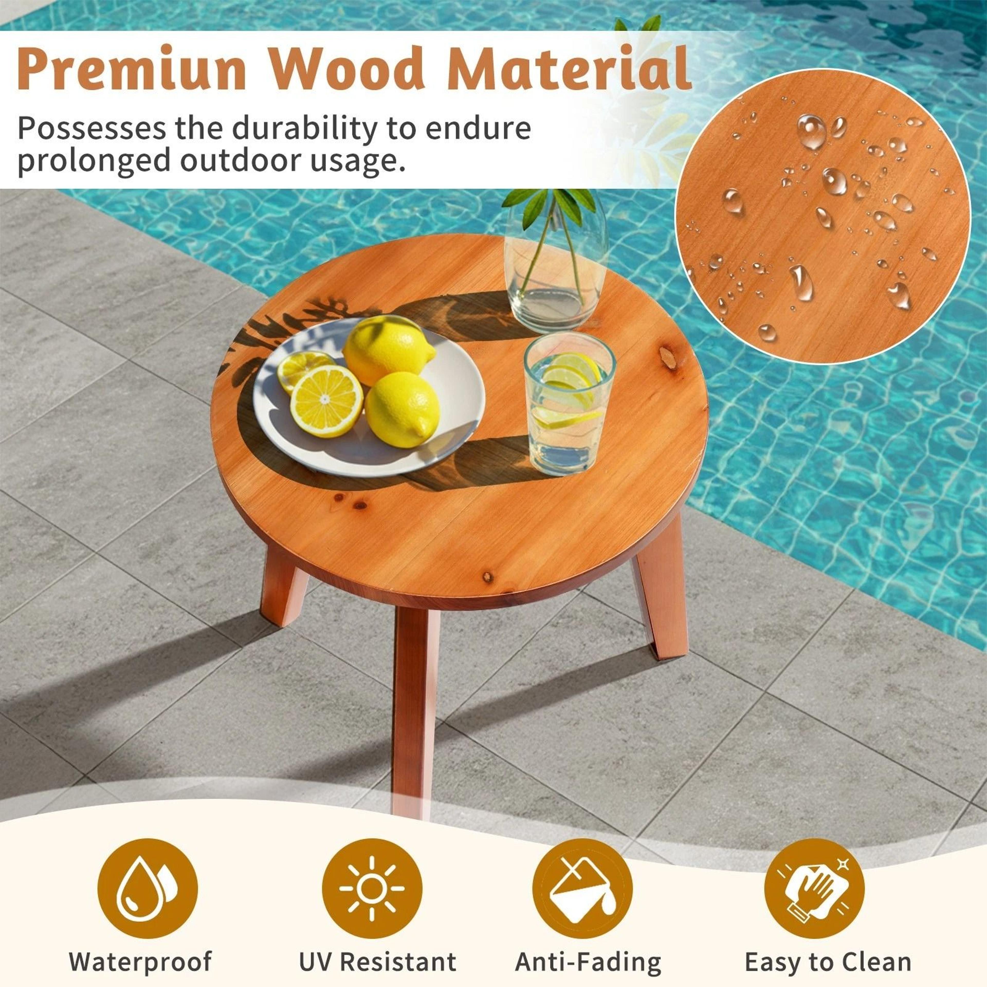 Portable Patio Side Coffee End Table Wooden Bedside Furniture Indoor Outdoor 6