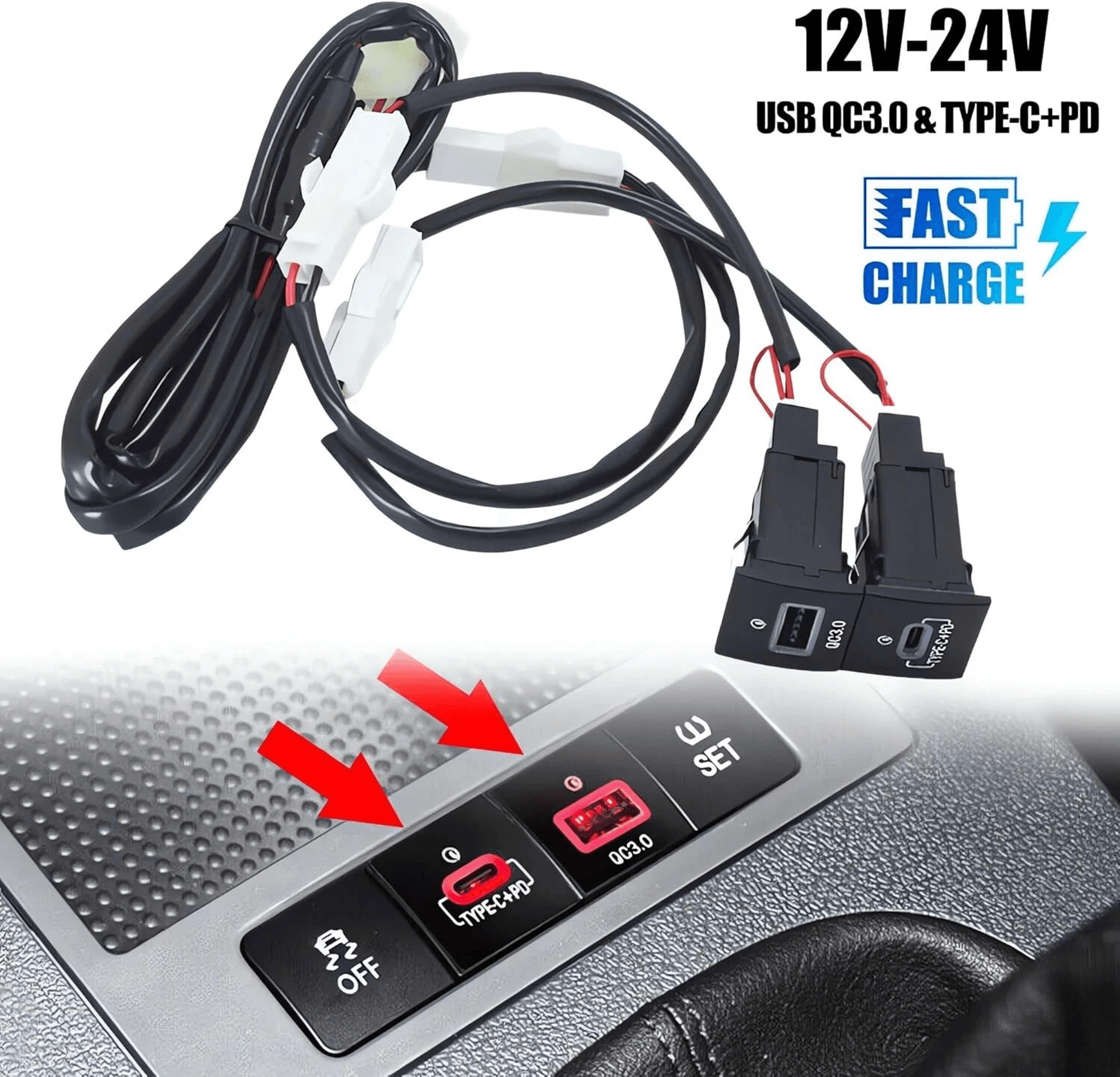 USB QC30 Charger  PD For VW Golf GTI RLine VW Jetta MK6 3