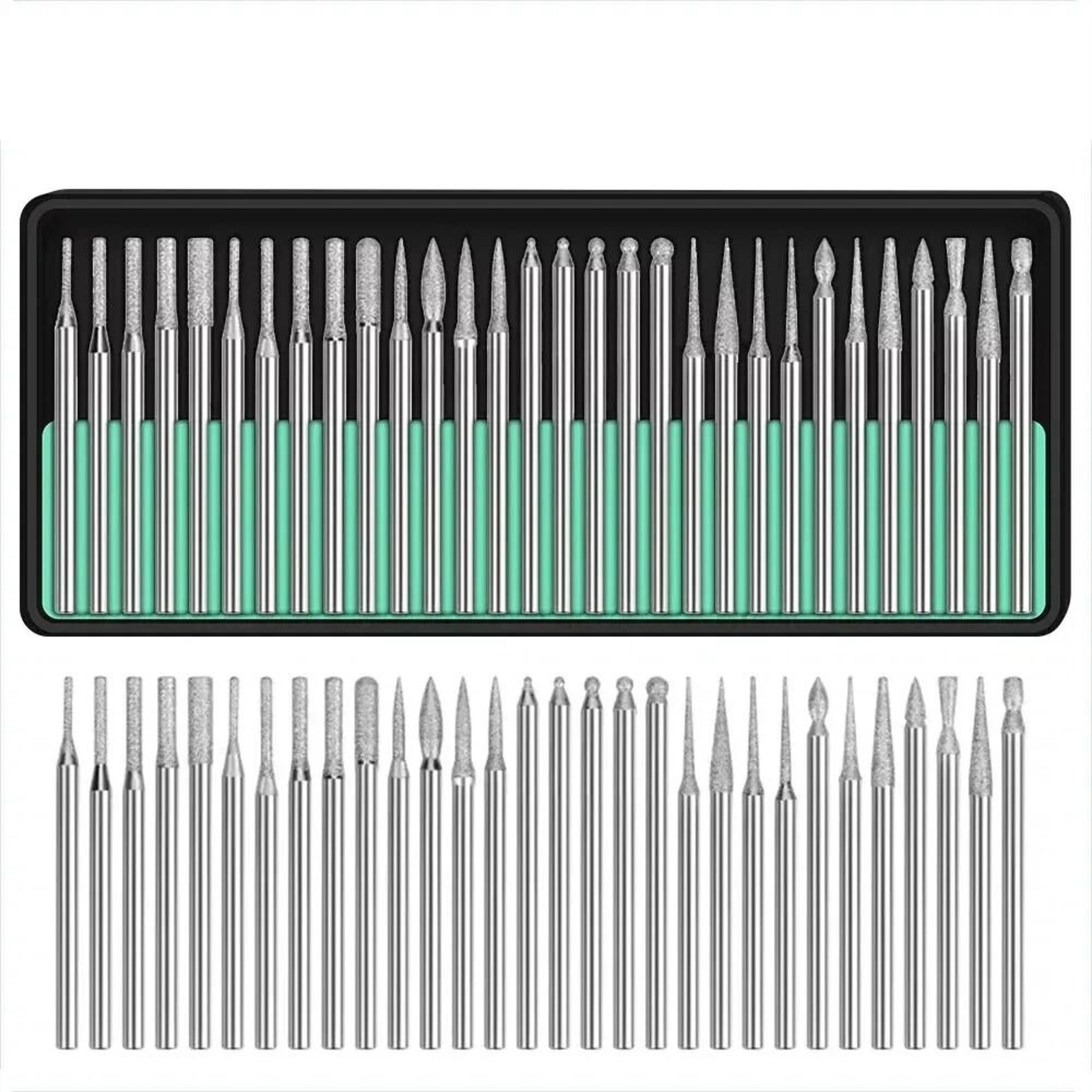 cutting burr bit set for dremel rotary tool - diamond grinding carving tools for stone glass