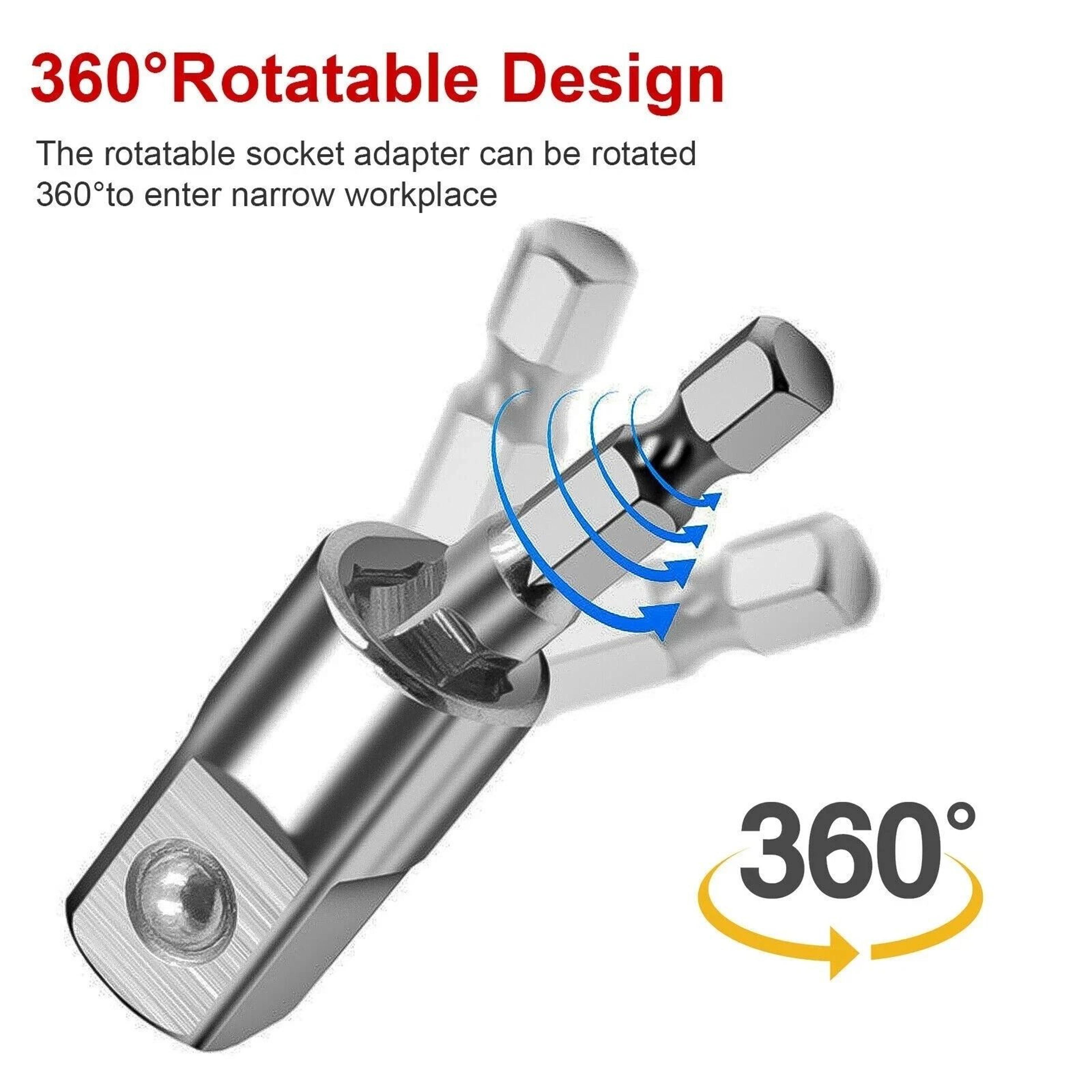 Hex Shank Socket Adapter Set For Impact Driver Drill 7