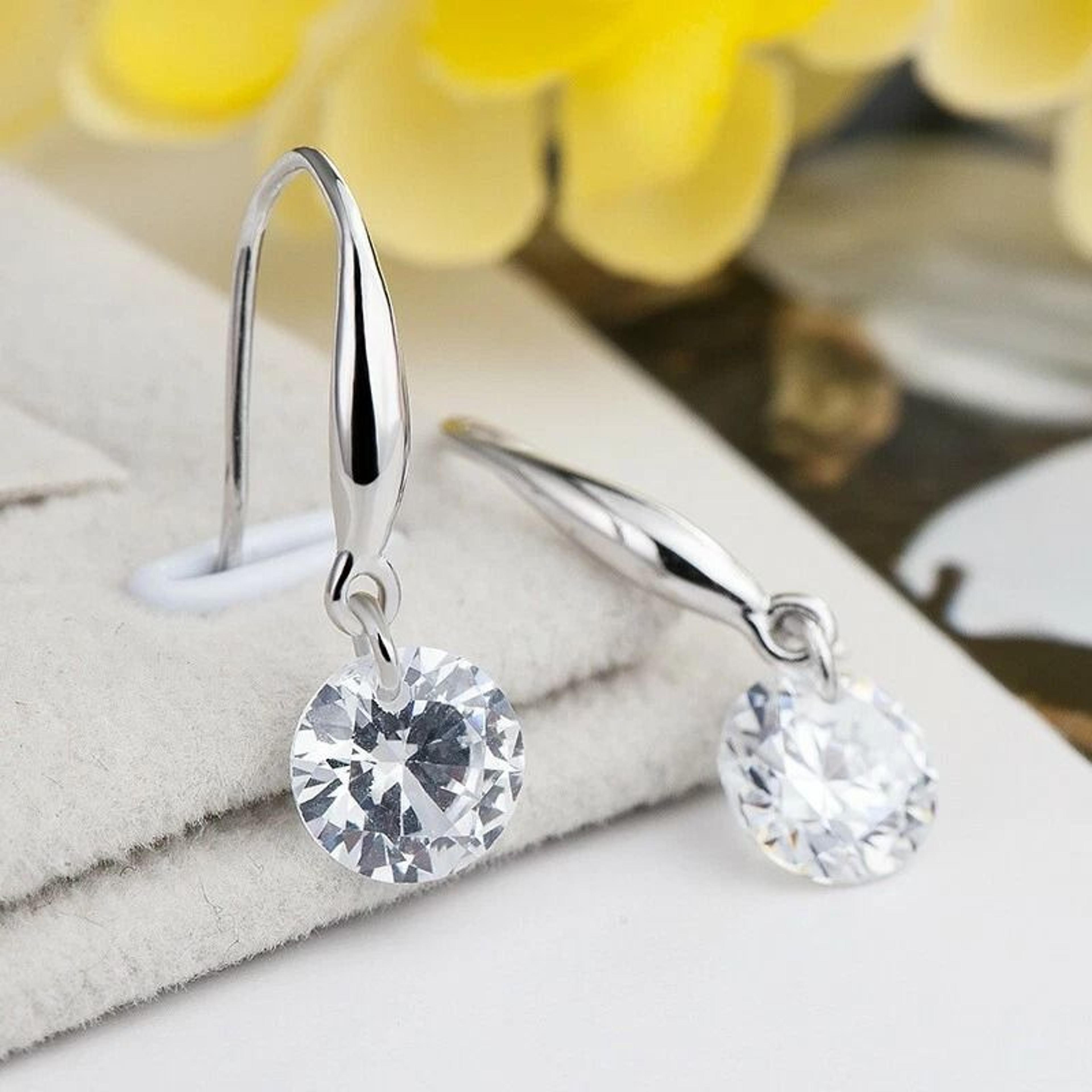 sterling silver earrings for women, deluxe crystal tassel bling jewelry