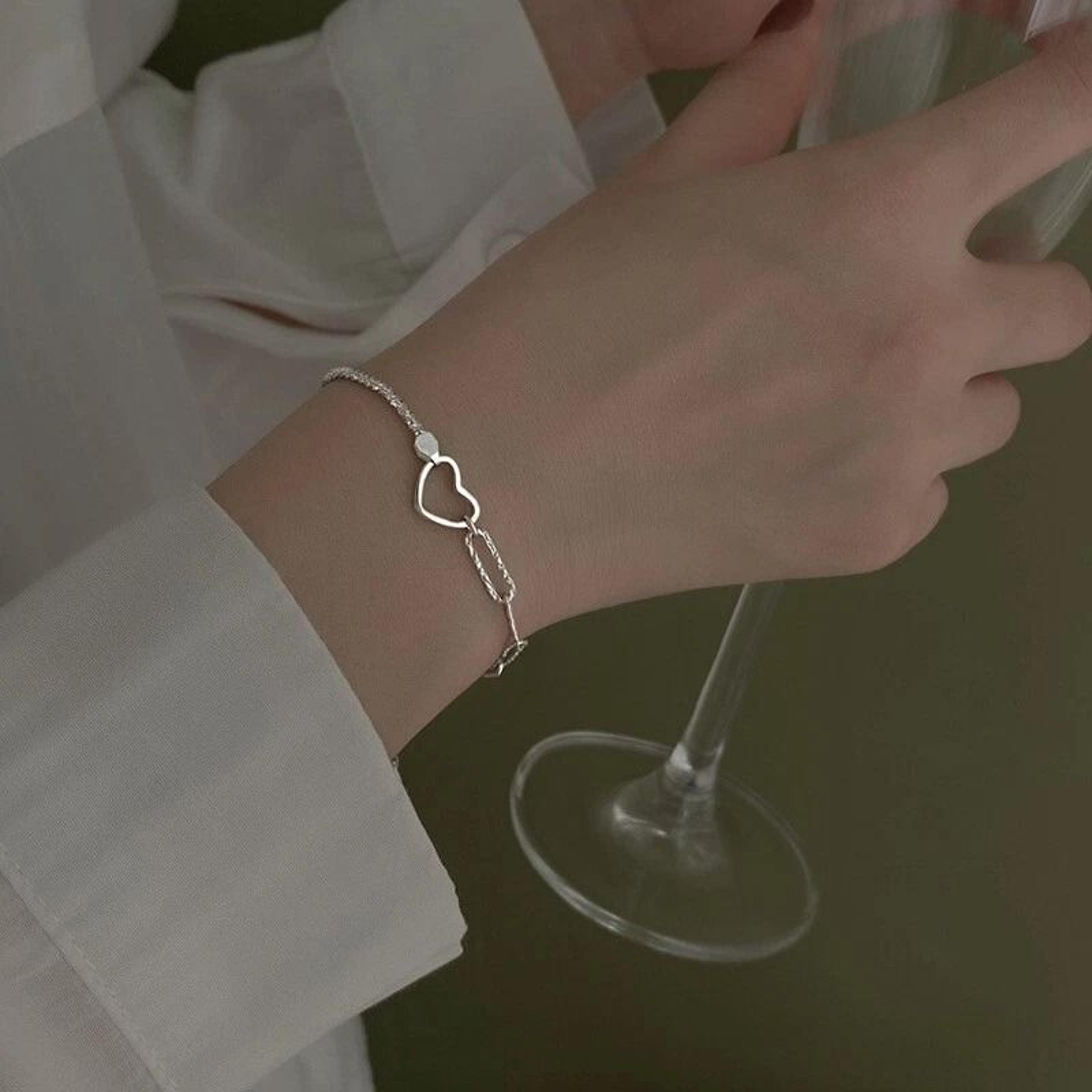 fashion women sterling silver bracelet, retro love heart gypsophila style, elegant gift