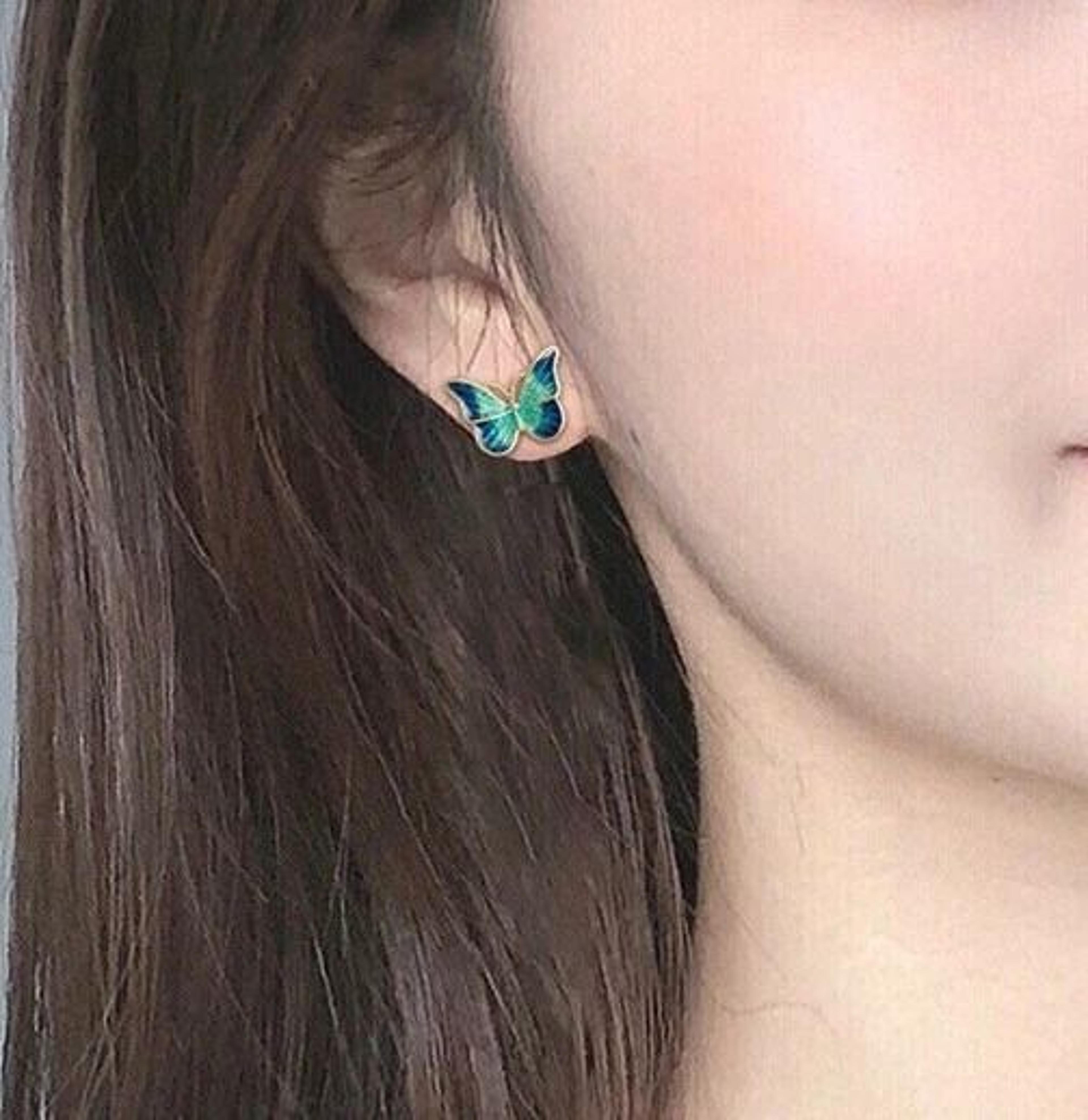 green gradient butterfly stud earrings for women jewelry