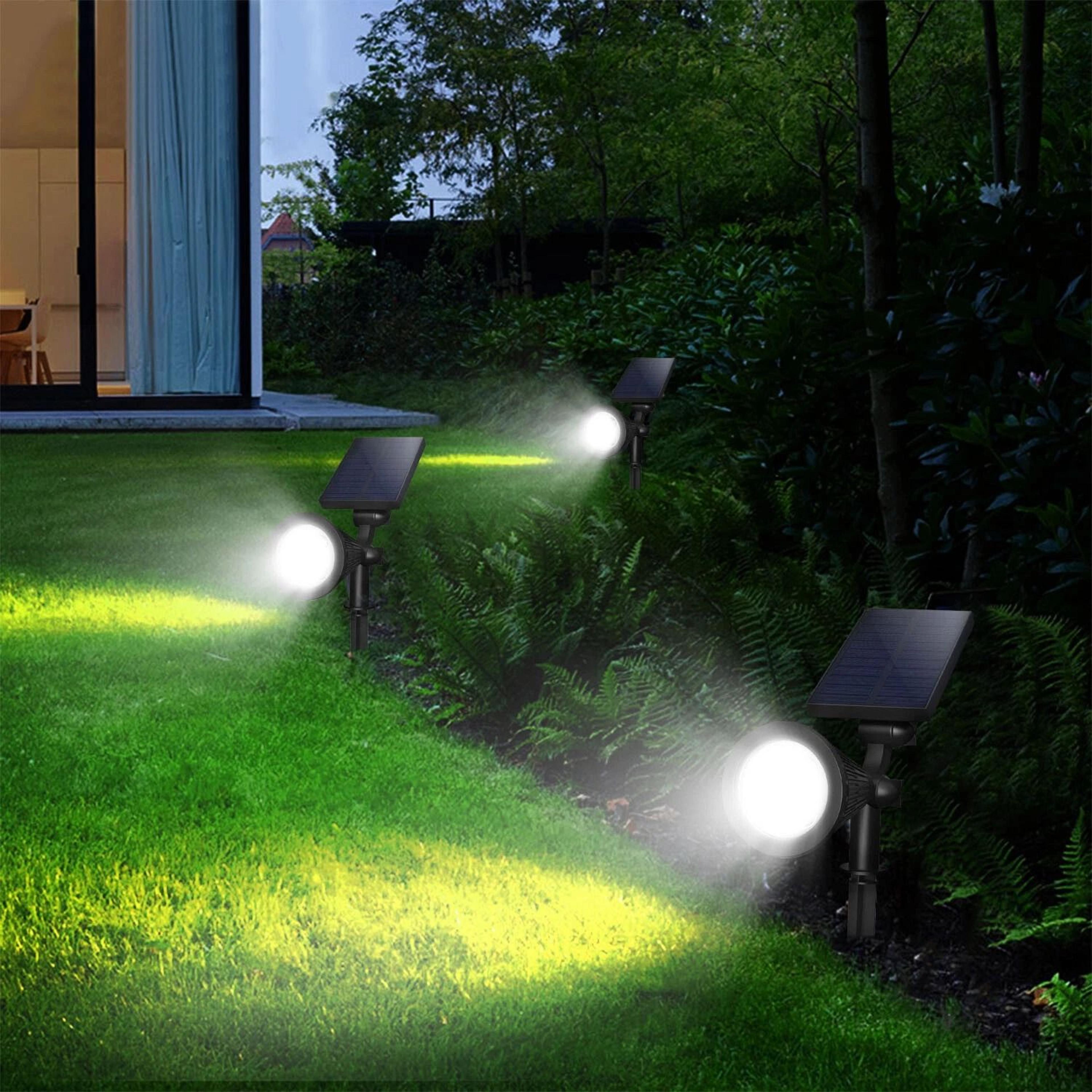 solar led spotlight outdoor garden light waterproof dusk to dawn lighting