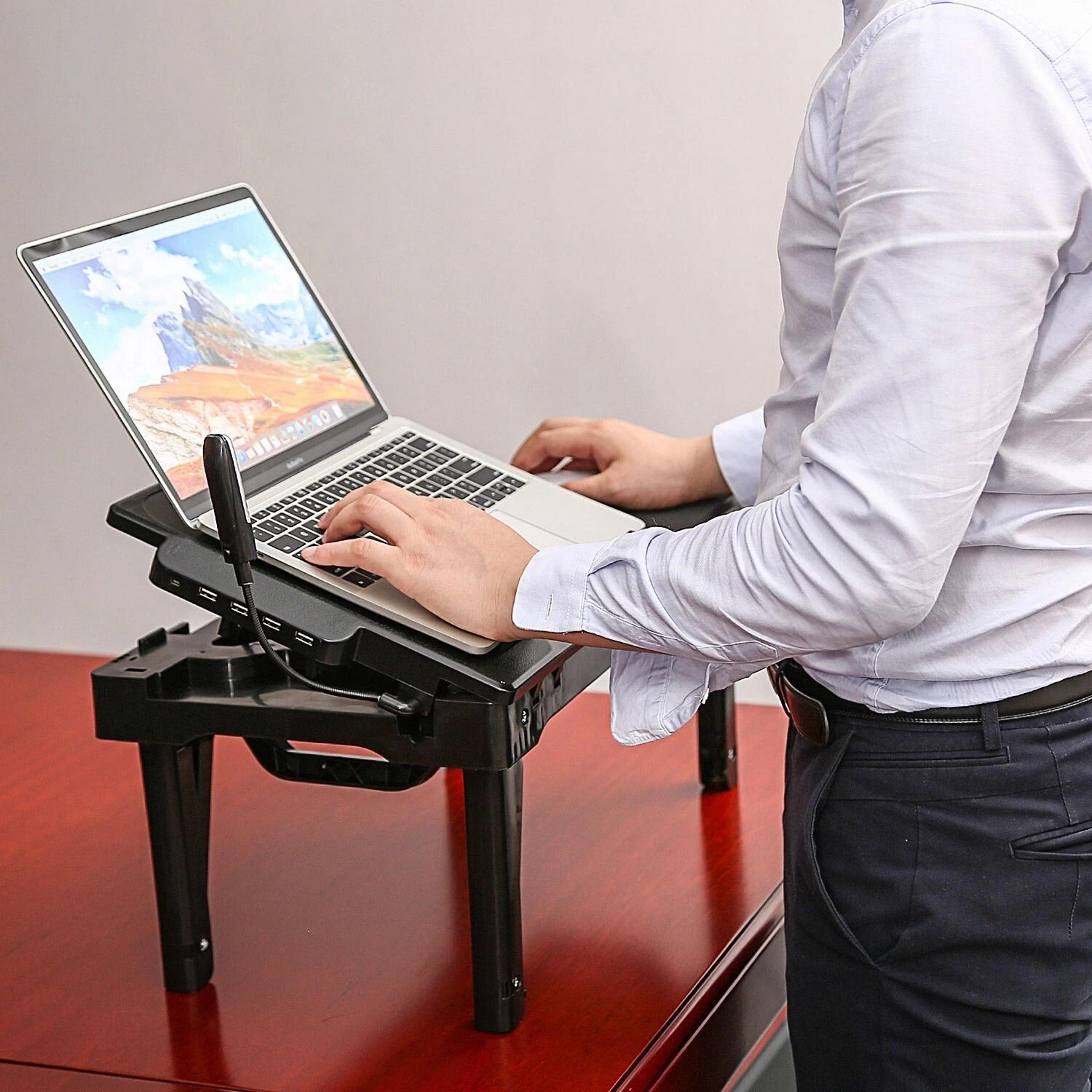 foldable laptop table with usb led & cooling fan portable tablet desk for bed and sofa