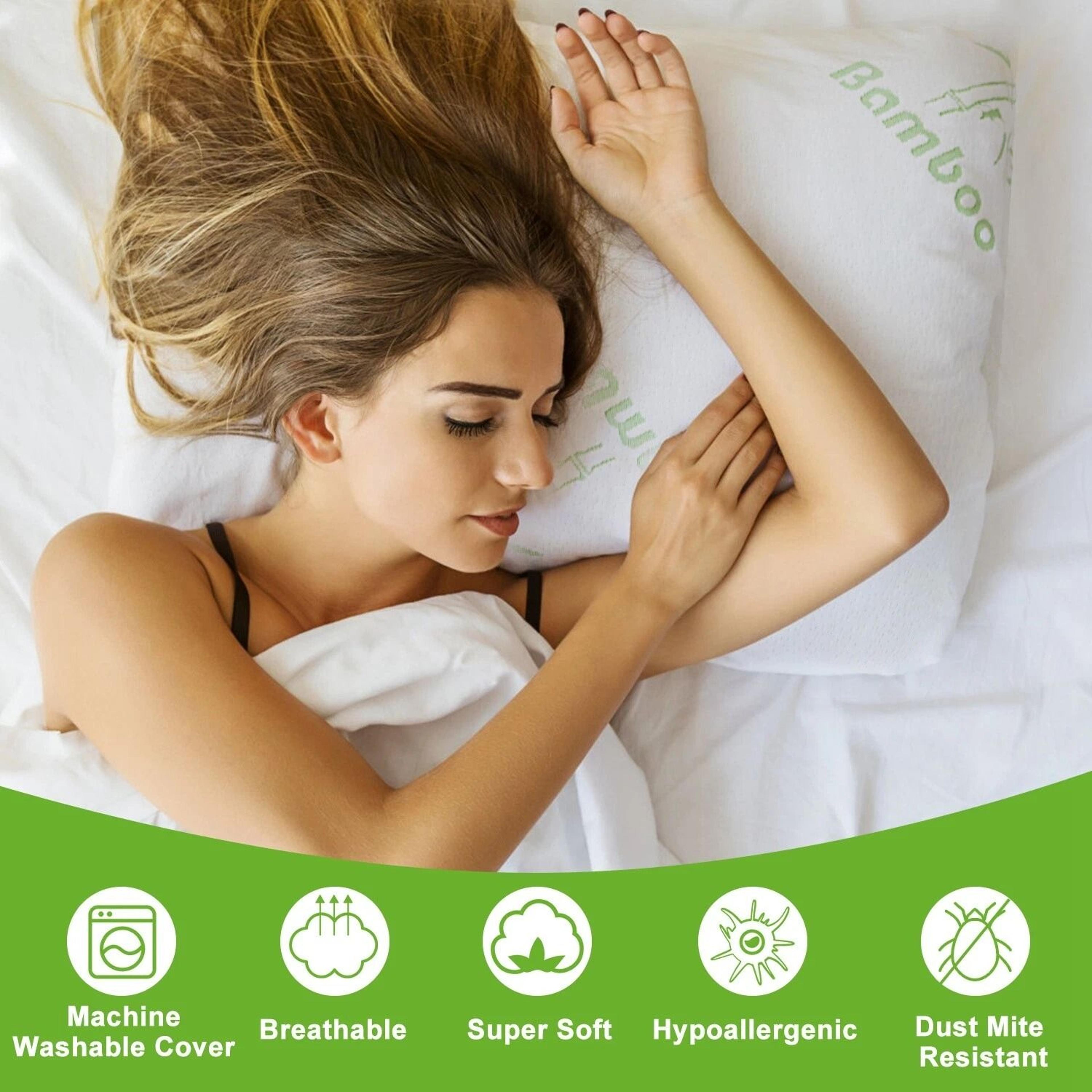 Cooling Bamboo Memory Foam Pillow Soft Hypoallergenic Queen Size Bed Pillow 3