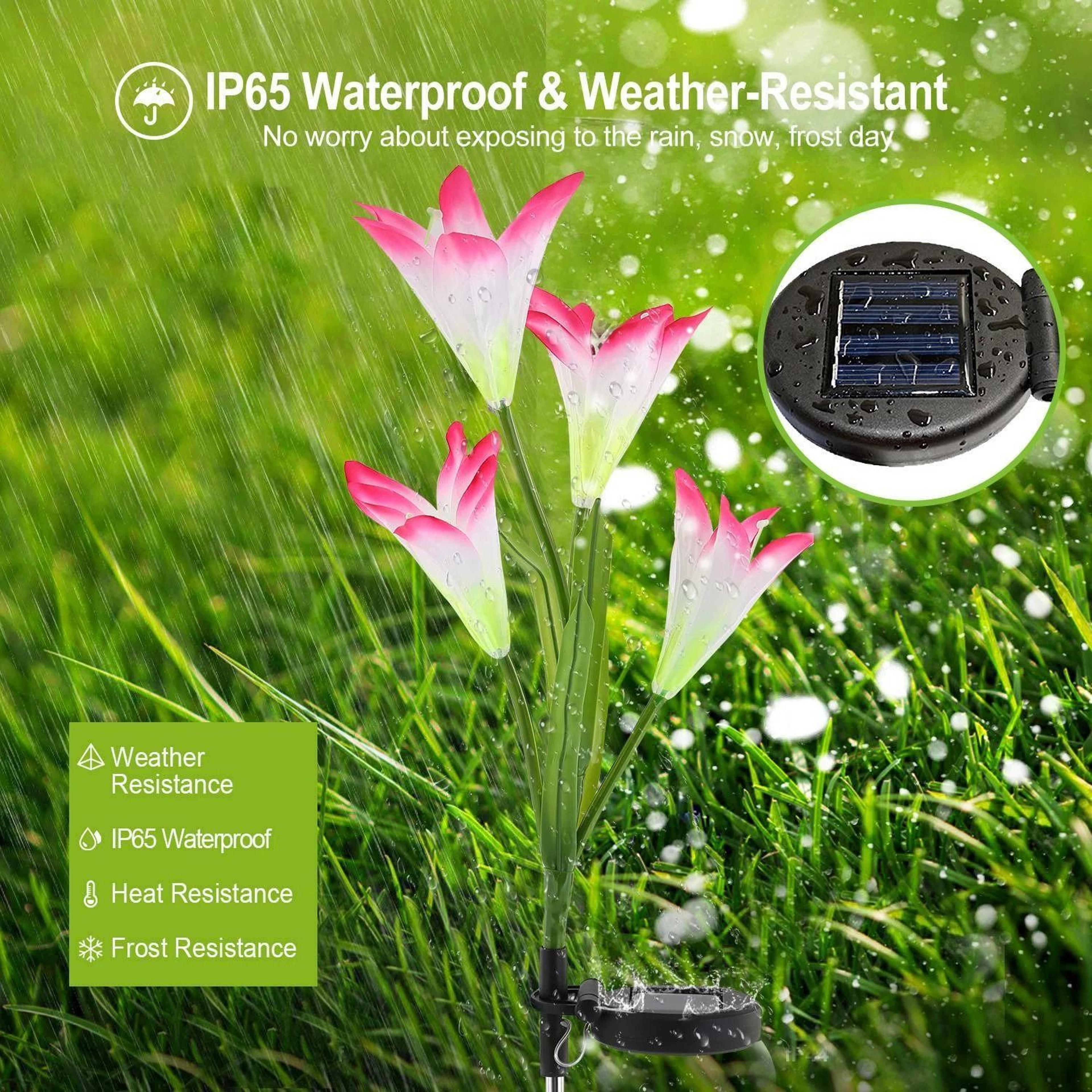 Solar Lily Flower LED Garden Lights Outdoor Pathway 7 Color 9