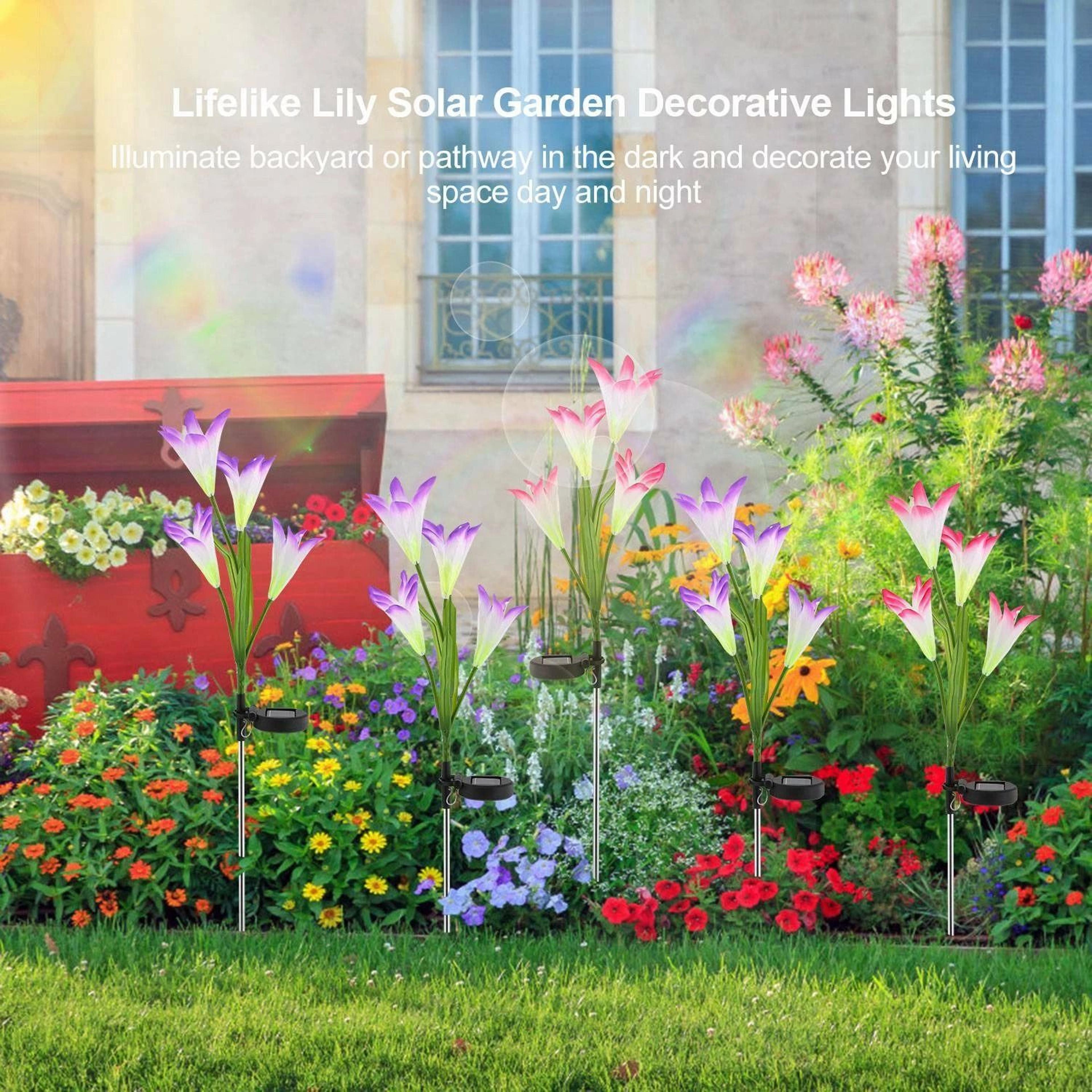 Solar Lily Flower LED Garden Lights Outdoor Pathway 7 Color 4