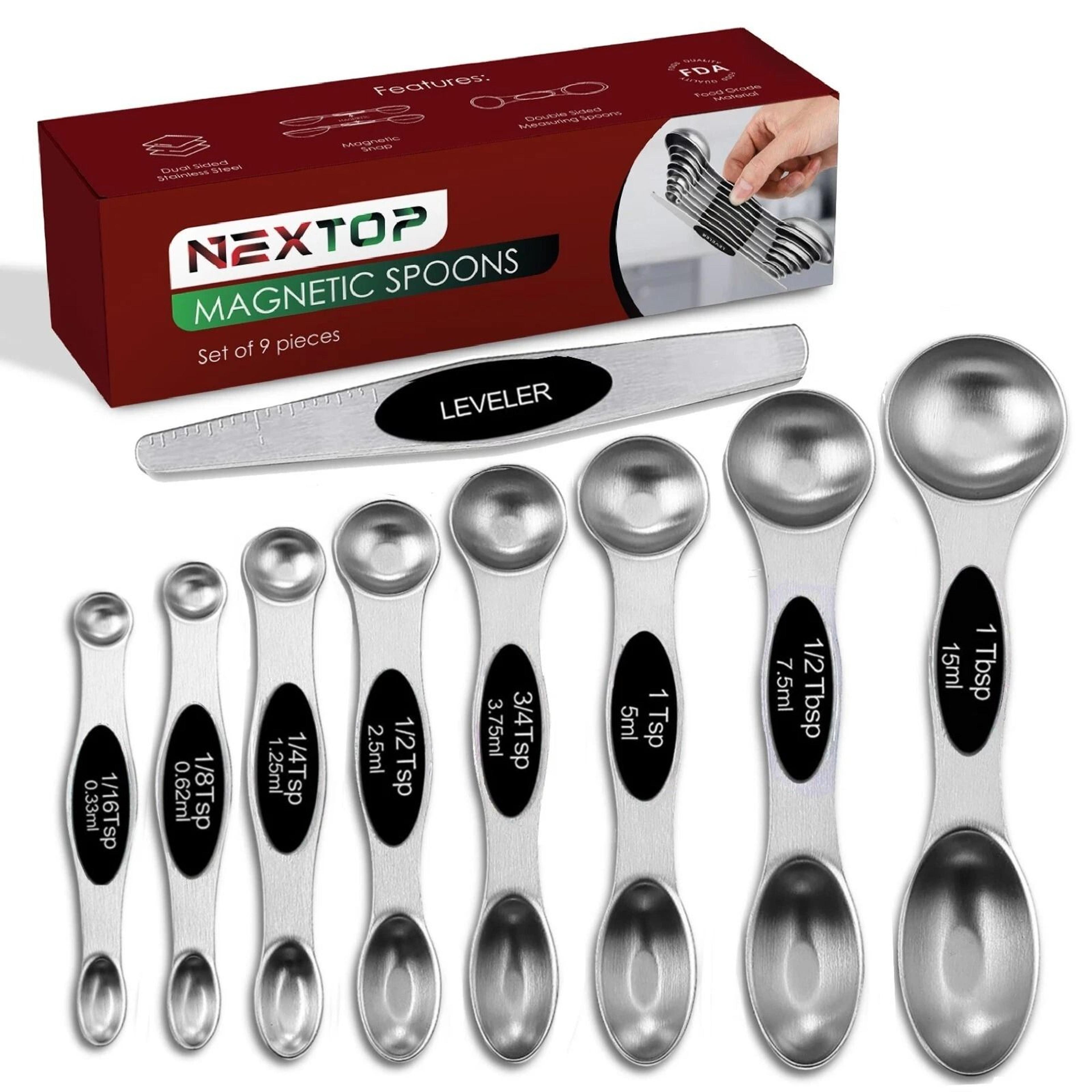Magnetic Measuring Spoons Set Of Stainless Steel DualSided  Stackable 10
