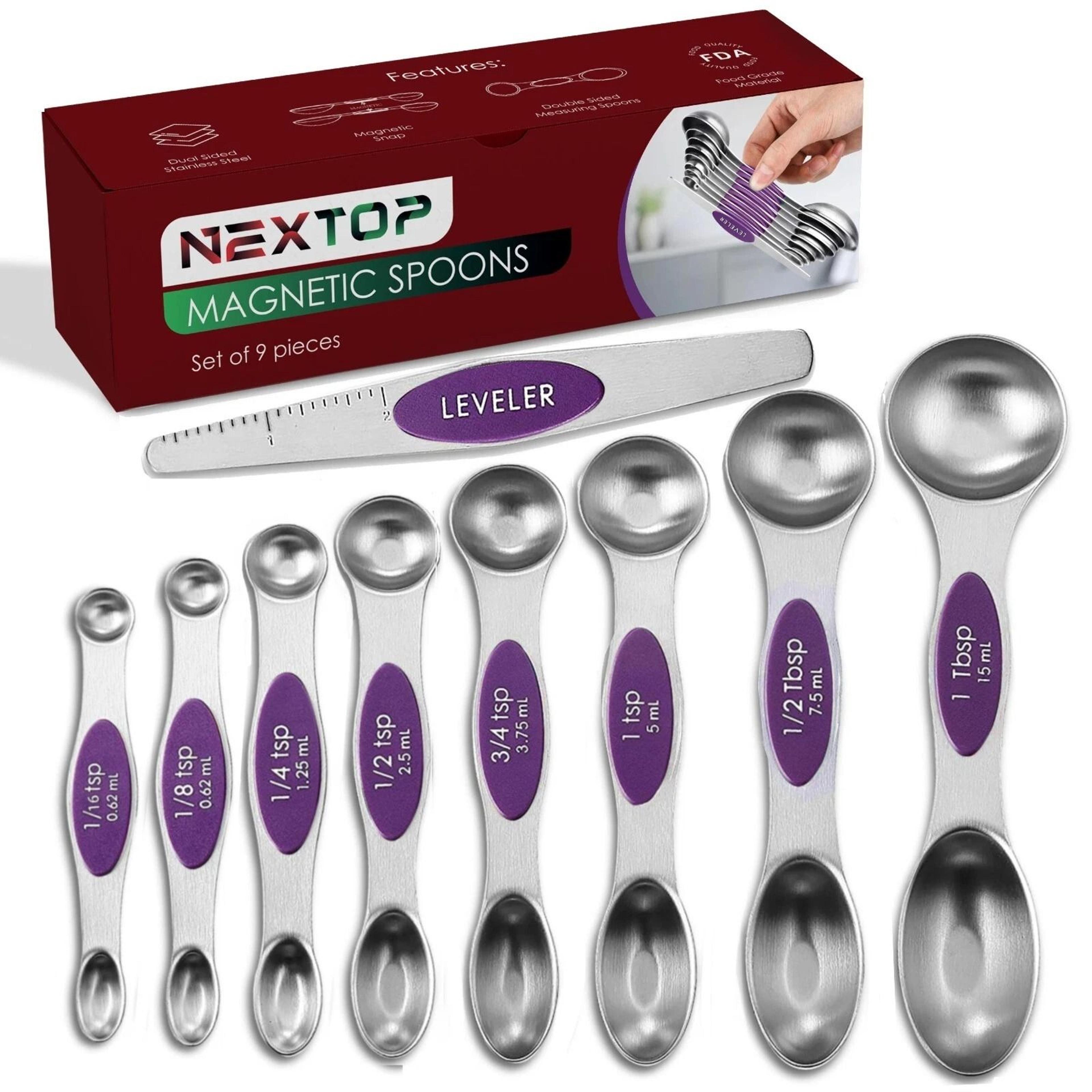 Magnetic Measuring Spoons Set Of Stainless Steel DualSided  Stackable 12