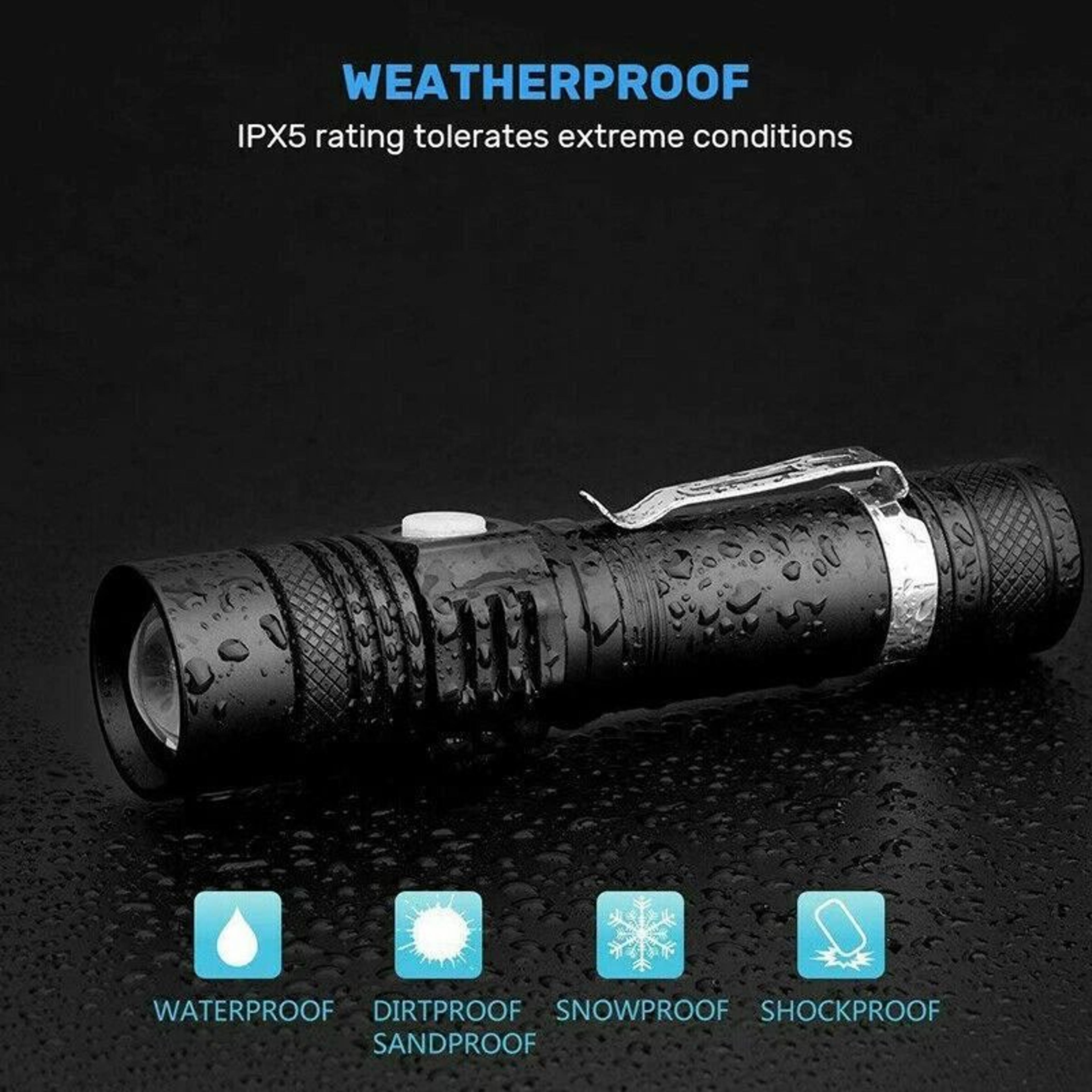 SuperBright LED Tactical Flashlight Zoomable Rechargeable Waterproof 7