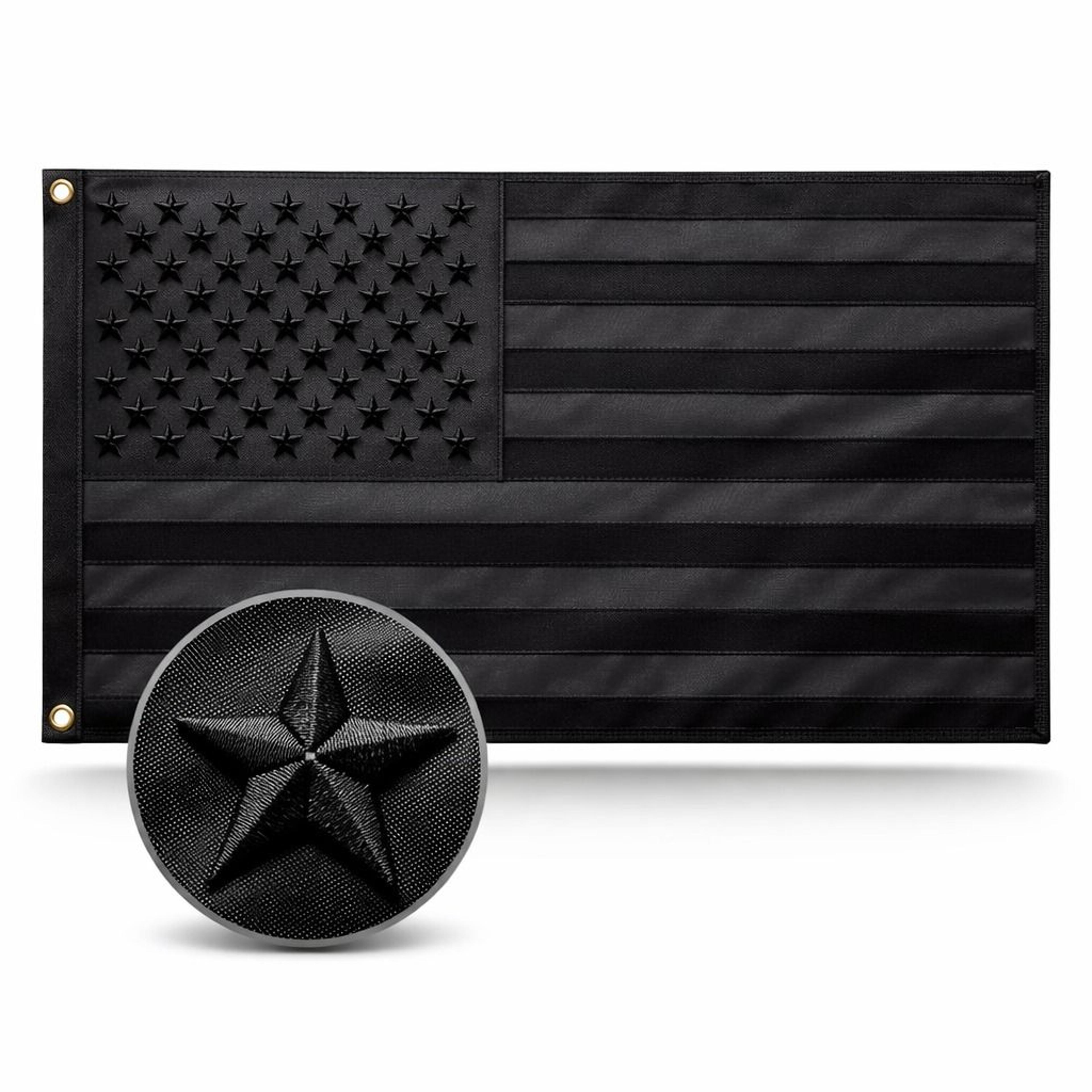 all black american flag embroidered tactical usa blackout flag