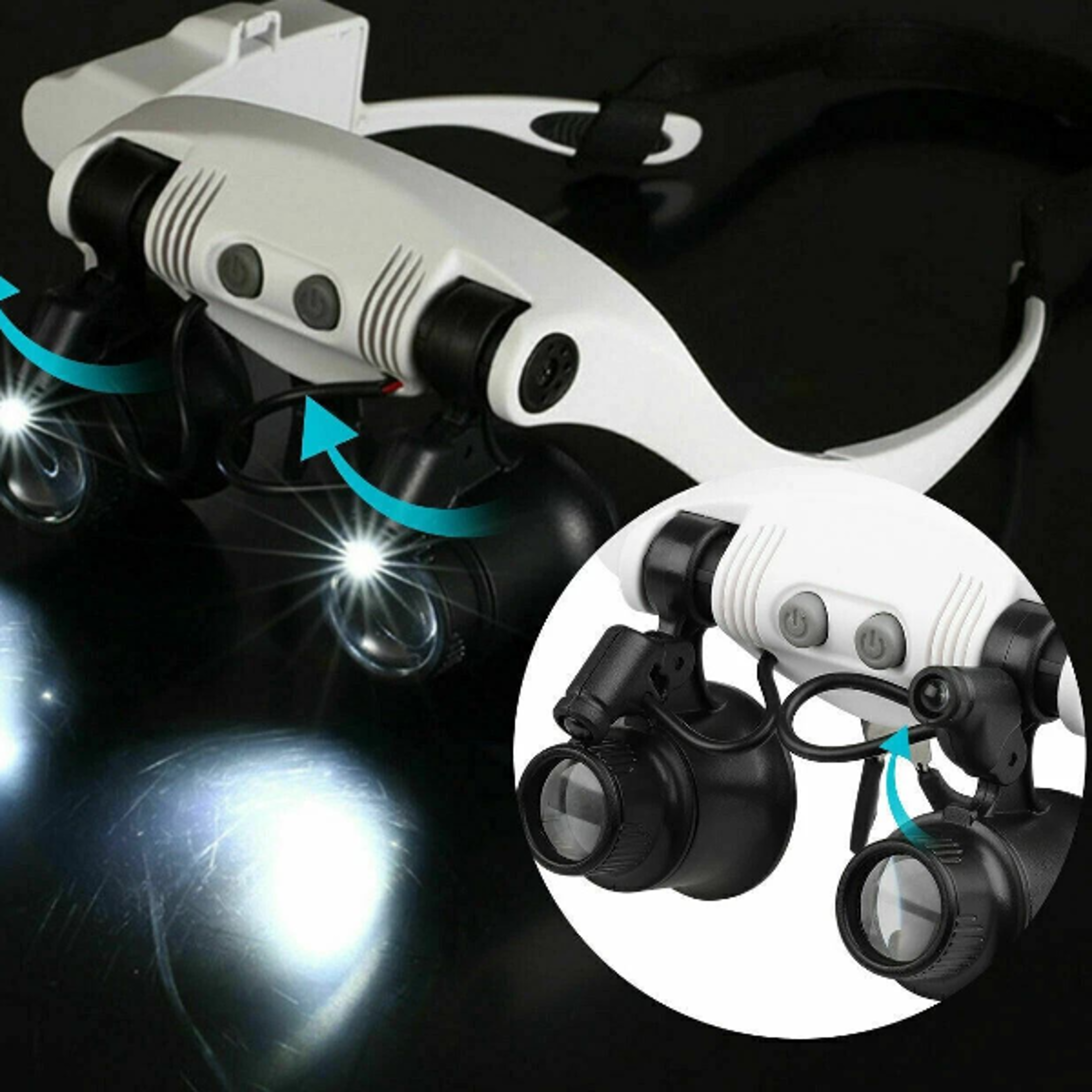 magnifying glass led light head loupe for jeweler, watch repair & precision tasks