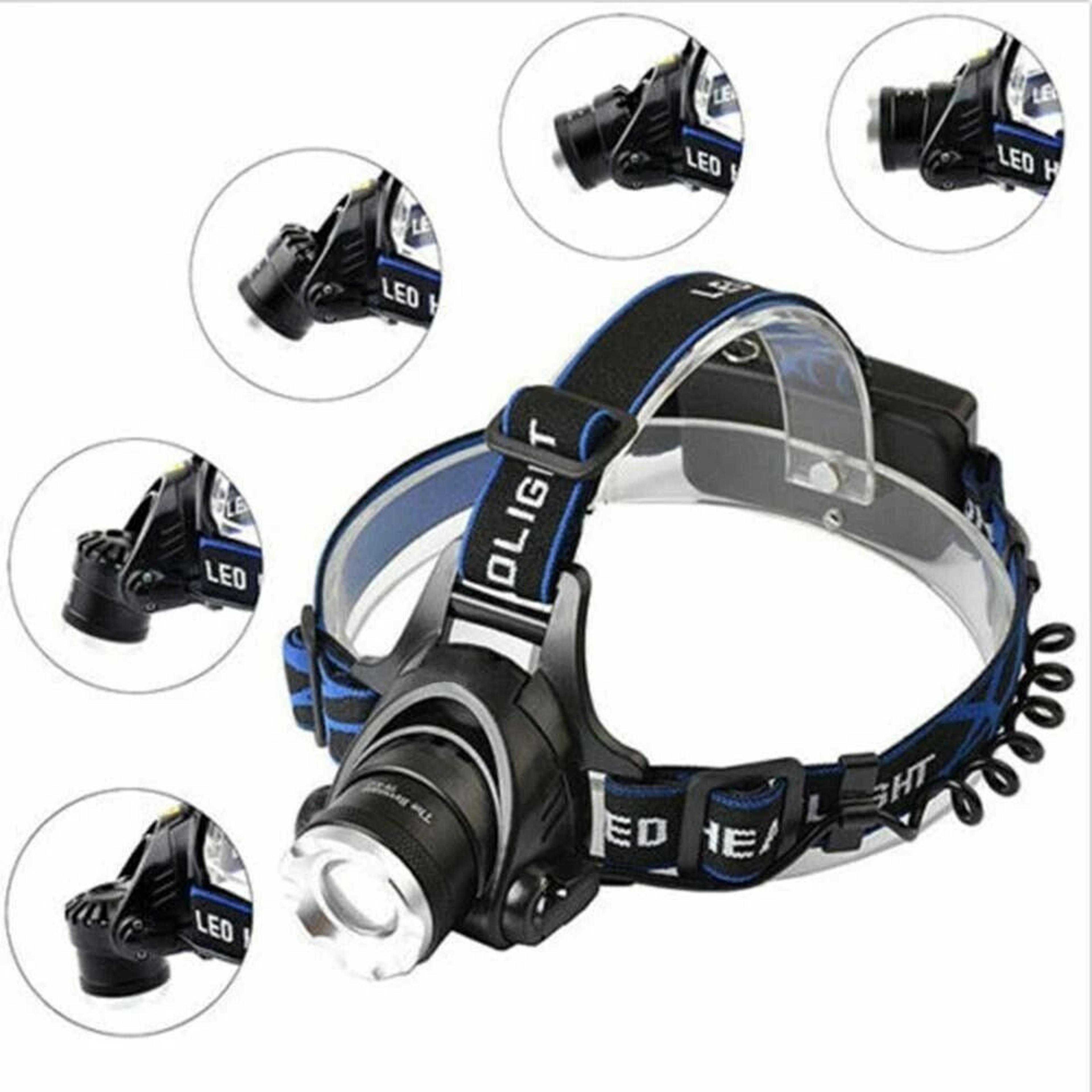 led rechargeable headlamp with zoomable headlight waterproof & adjustable focus for outdoor activities