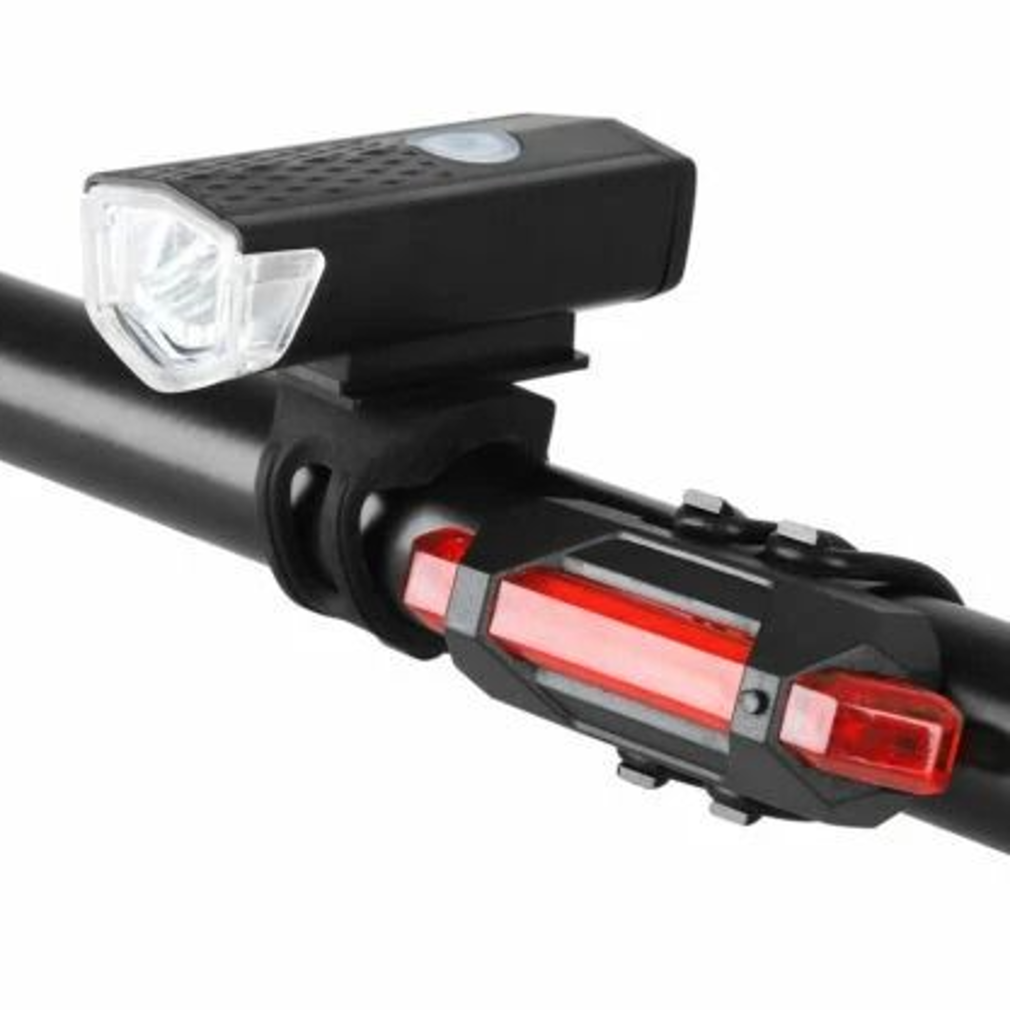 usb rechargeable led bike headlight & rear lamp set bright, durable & easy to installs