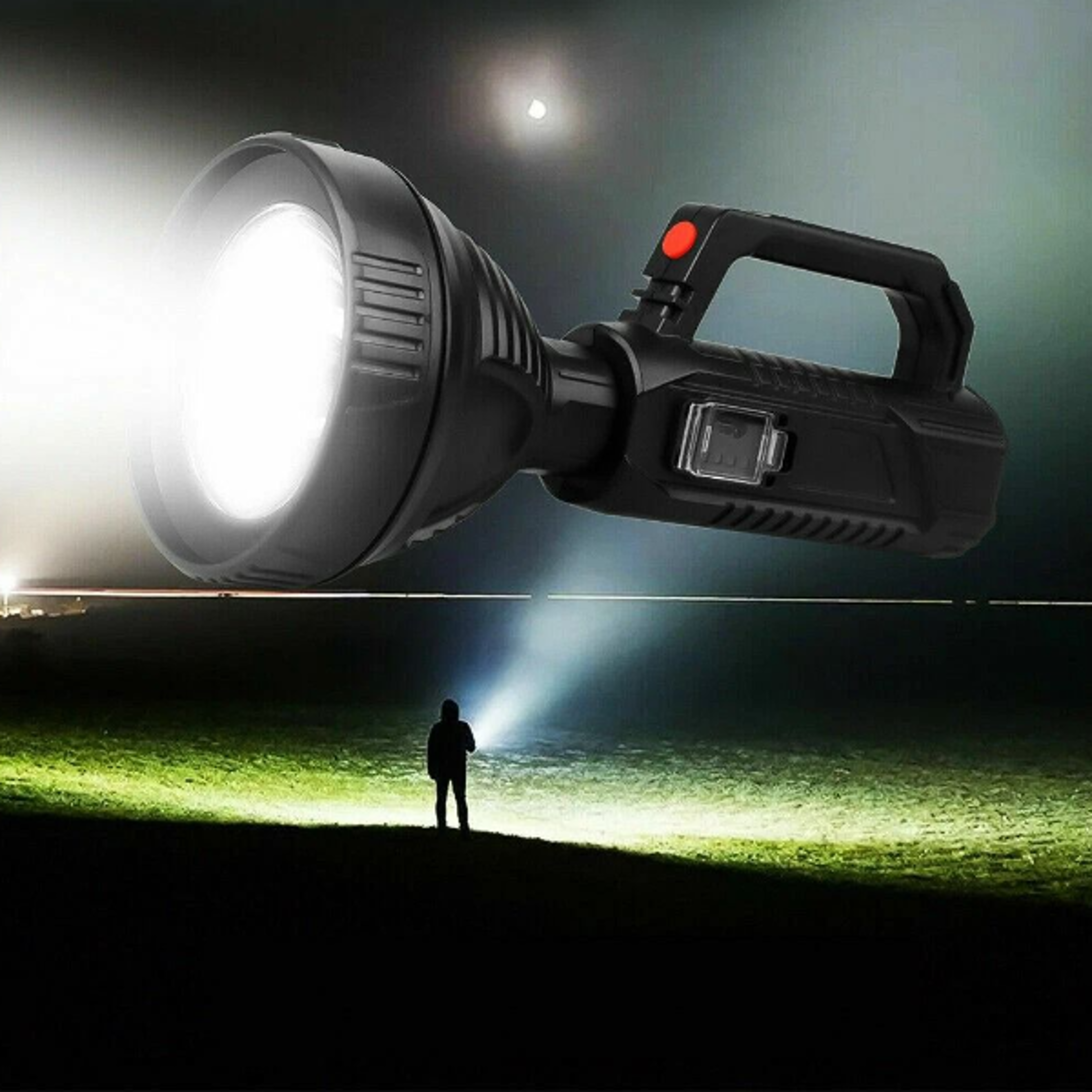 rechargeable led searchlight handheld spotlight, usb charging, waterproof, super bright led flashlight