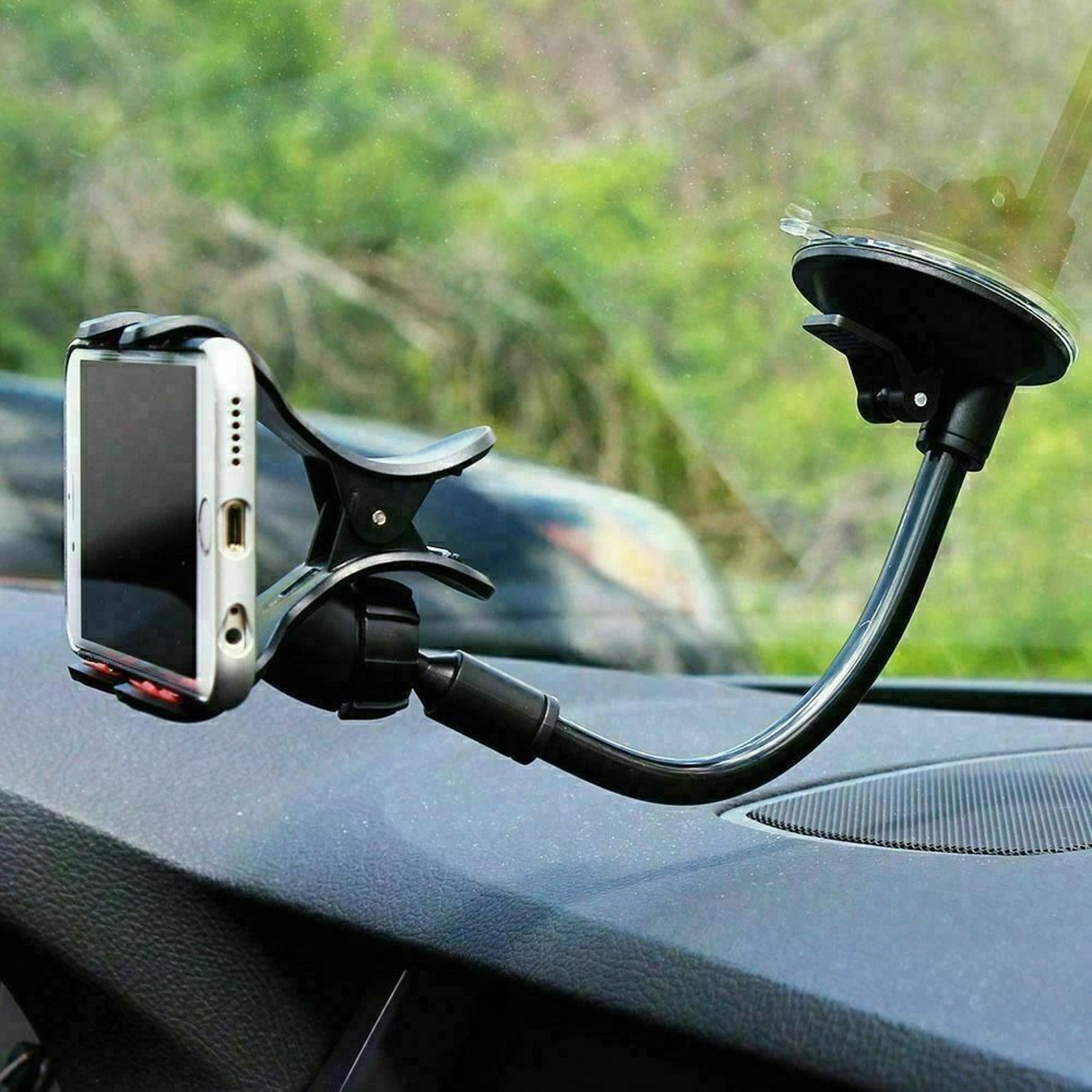 car windshield mount cradle holder for mobile, cell phone, gps compatible with iphone x and more