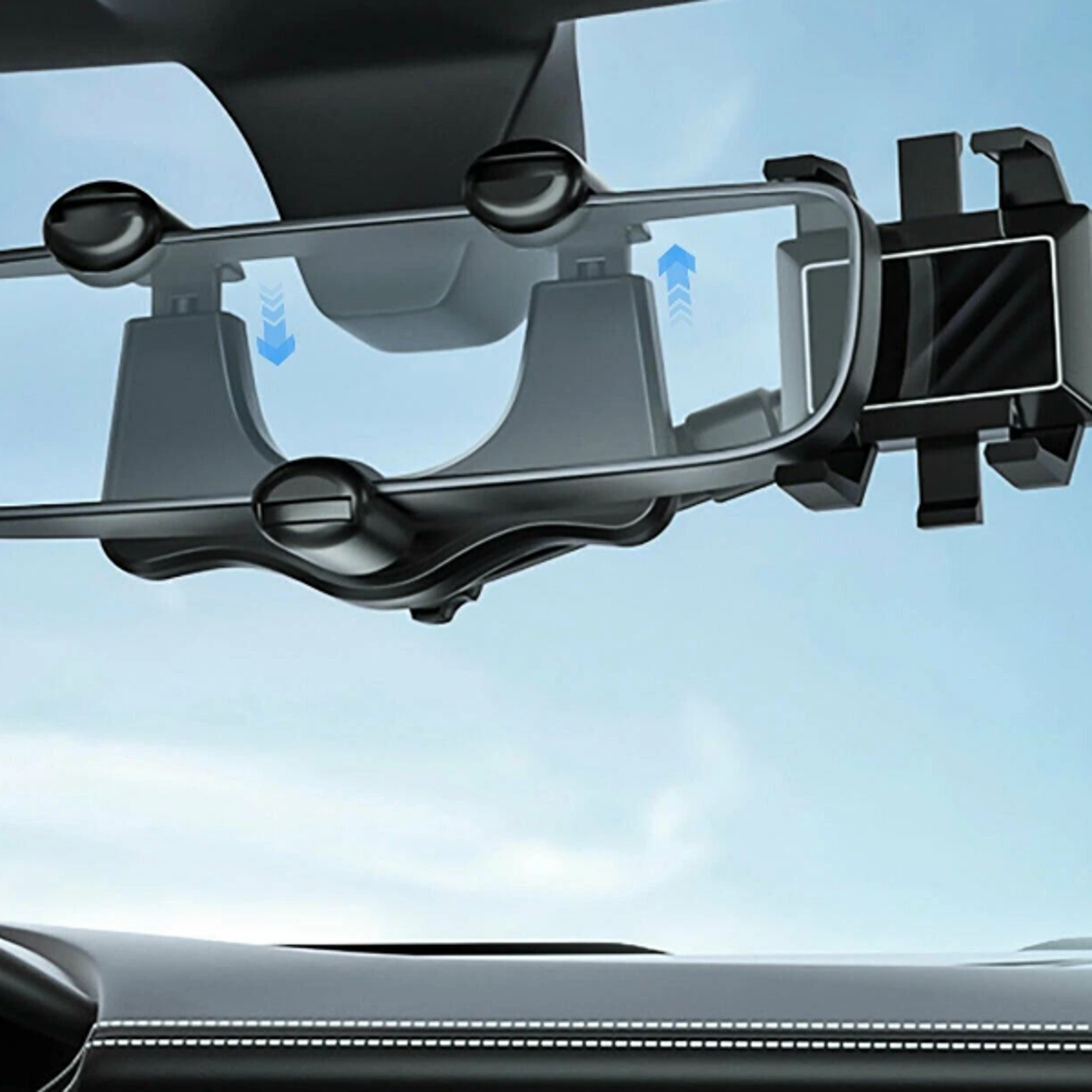 rotatable retractable car phone mount holder for rear view mirror