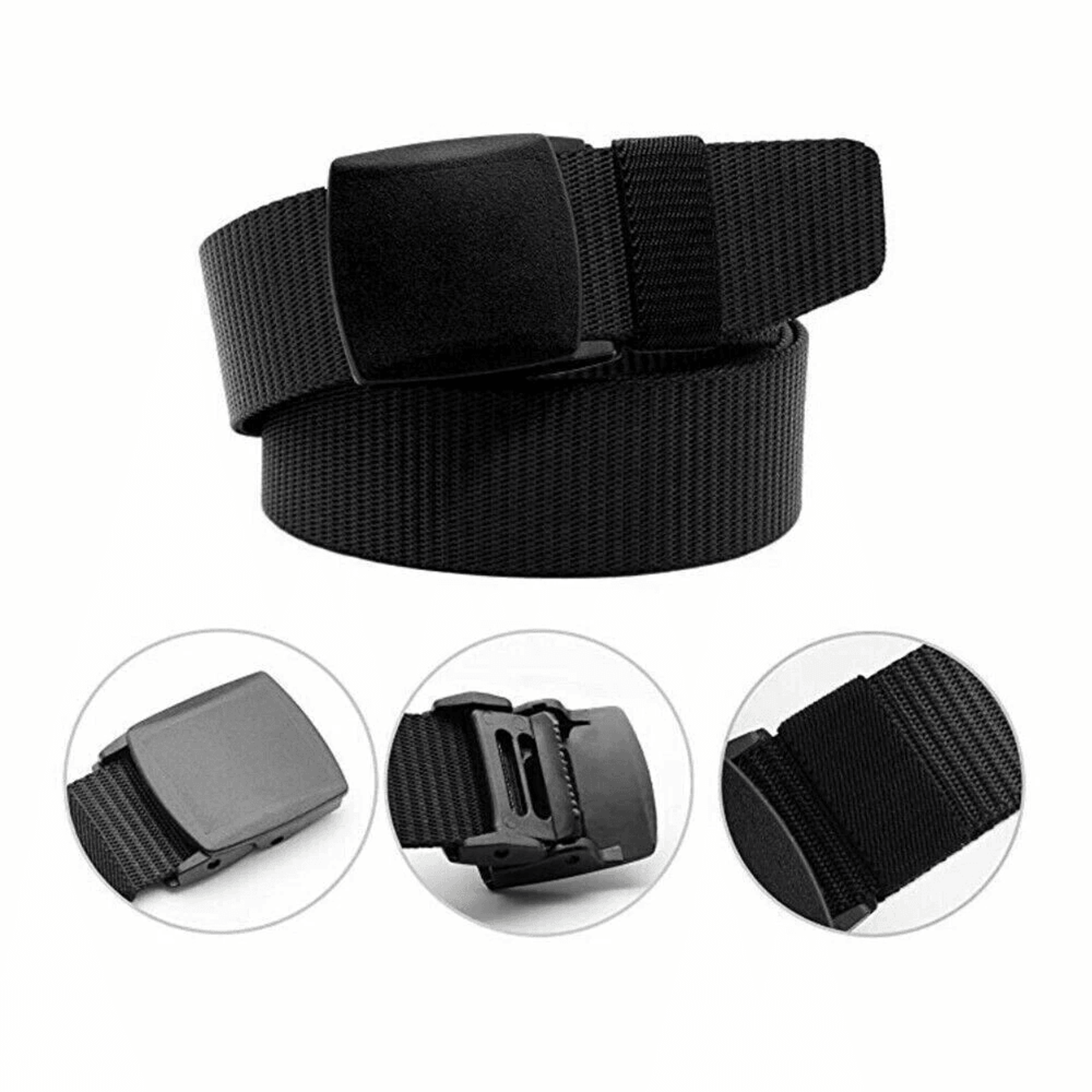men's tactical military belt nylon canvas with plastic cam buckle, adjustable webbing