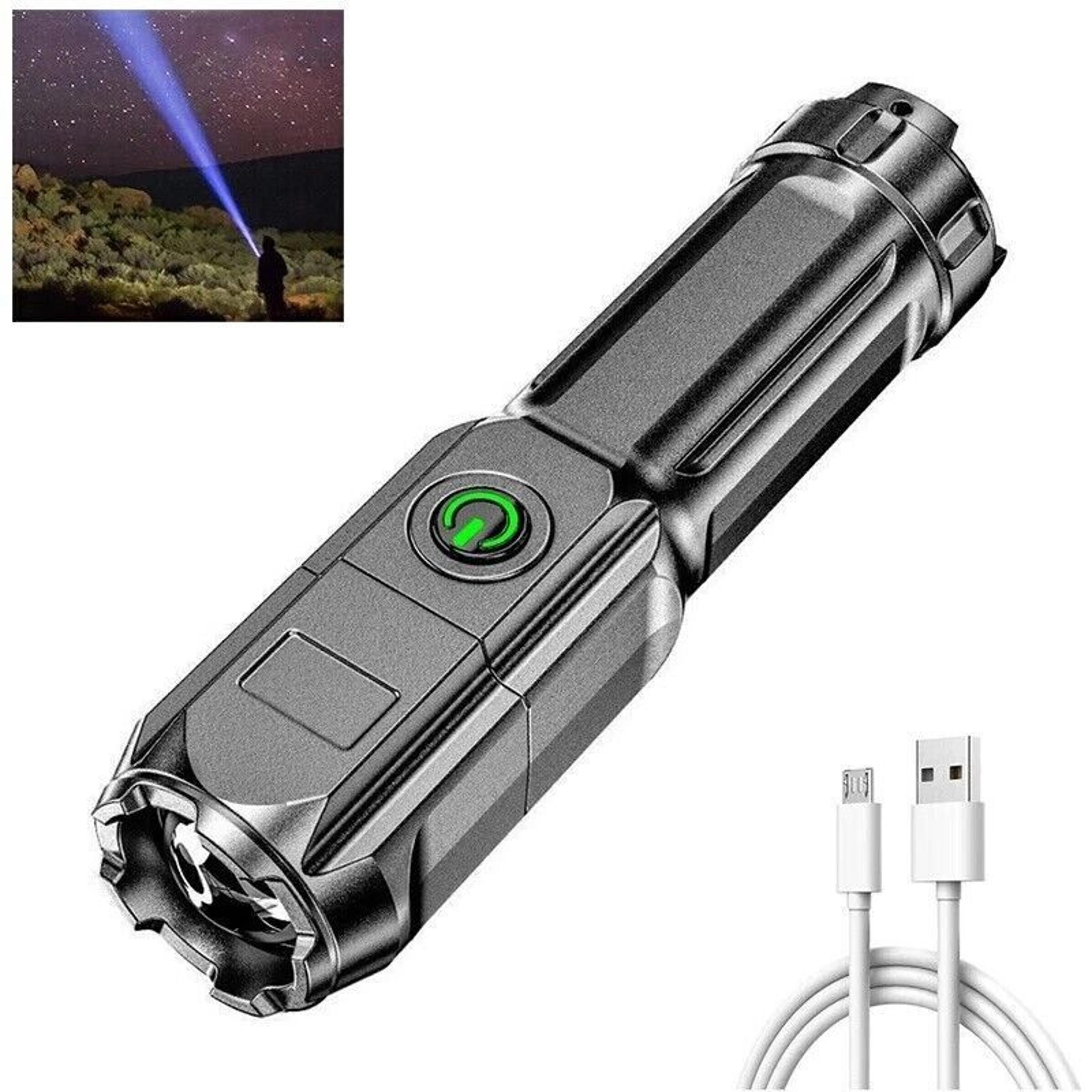 Rechargeable LED Flashlight Tactical Police Torch Super Bright  Zoomable 9