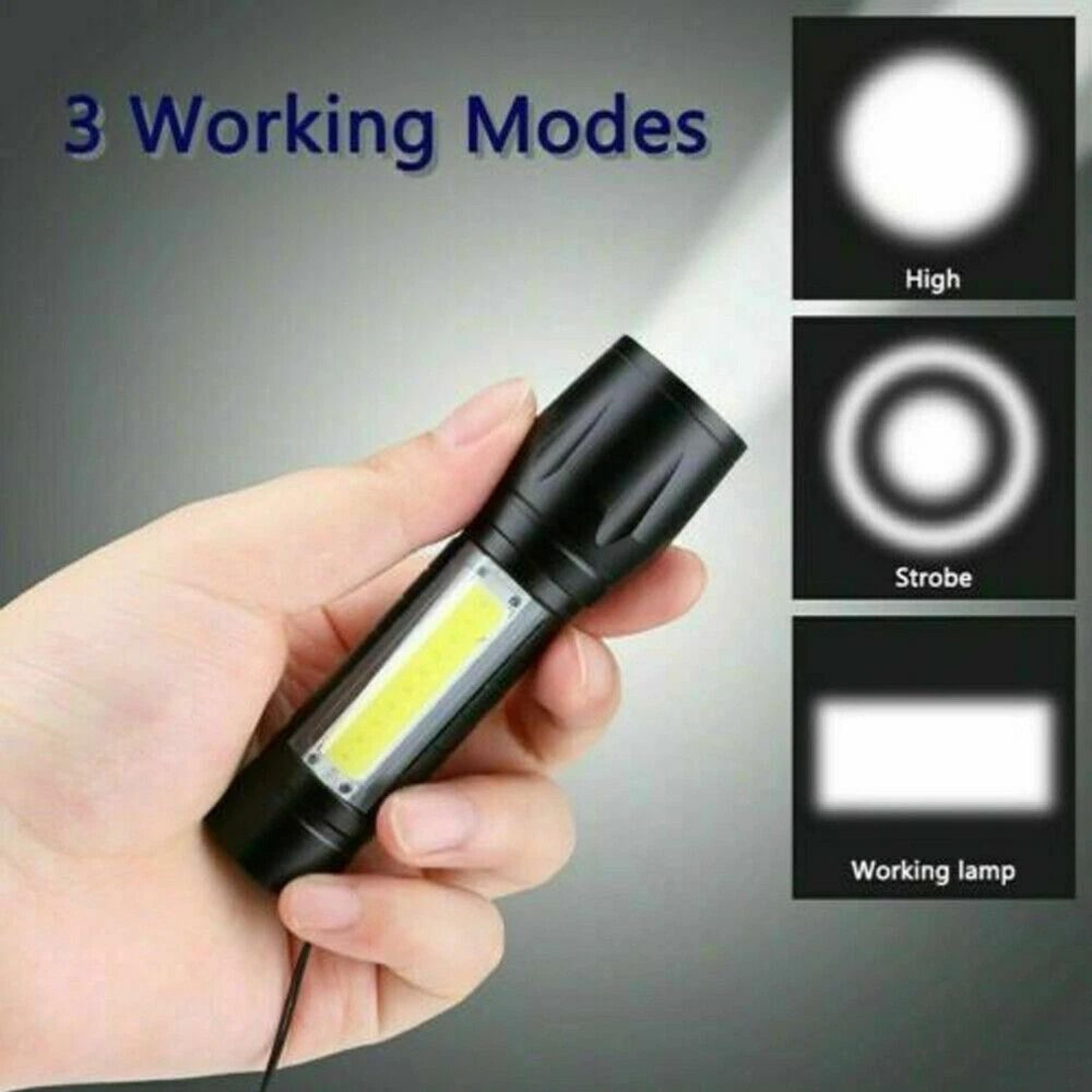 Mini COB LED Flashlight Tactical Light USB Rechargeable Super Bright Torch Waterproof Adjustable Fo 7