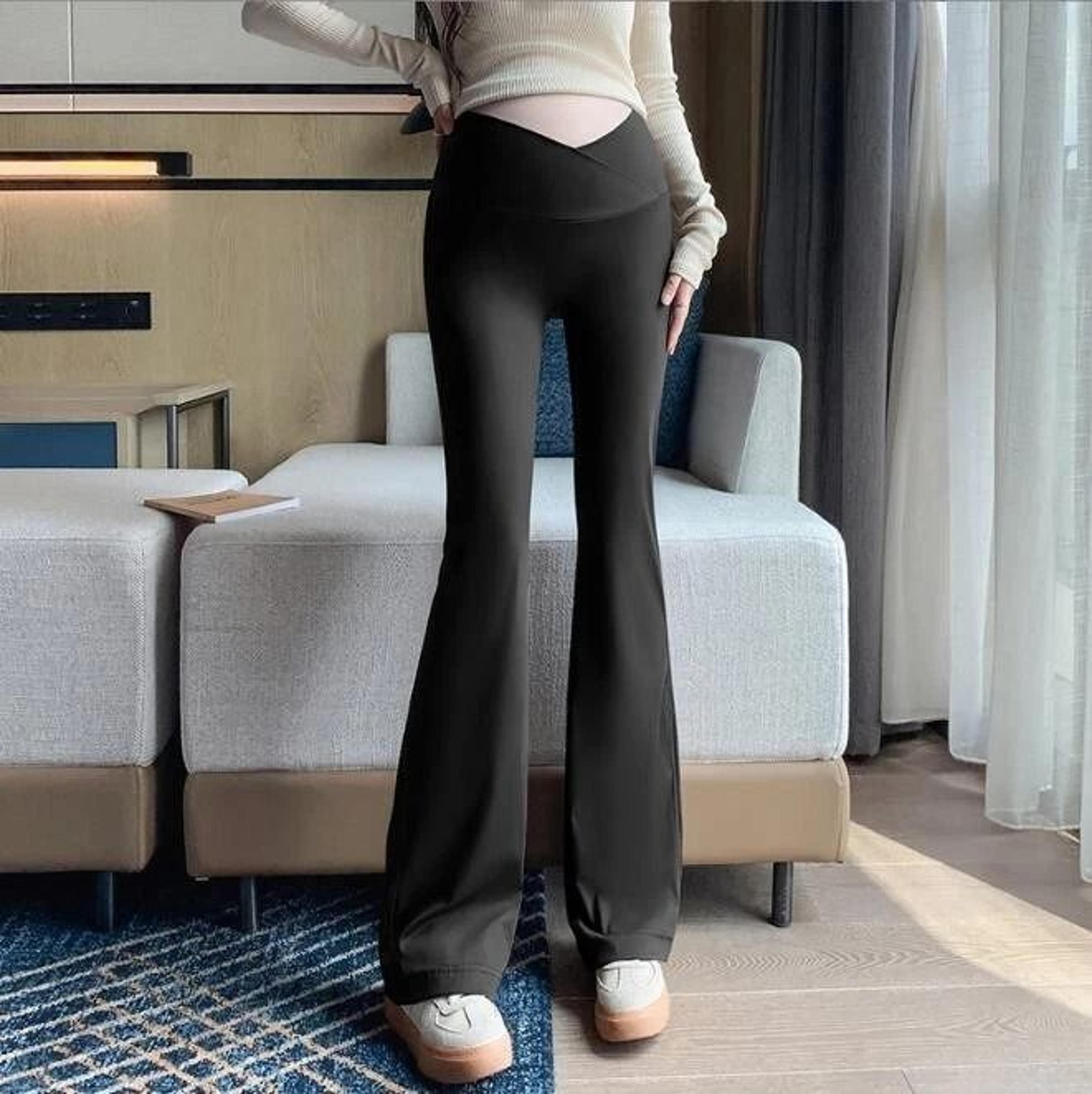 maternity wide leg lounge pants for pregnant women black v crossover, comfortable & stylish