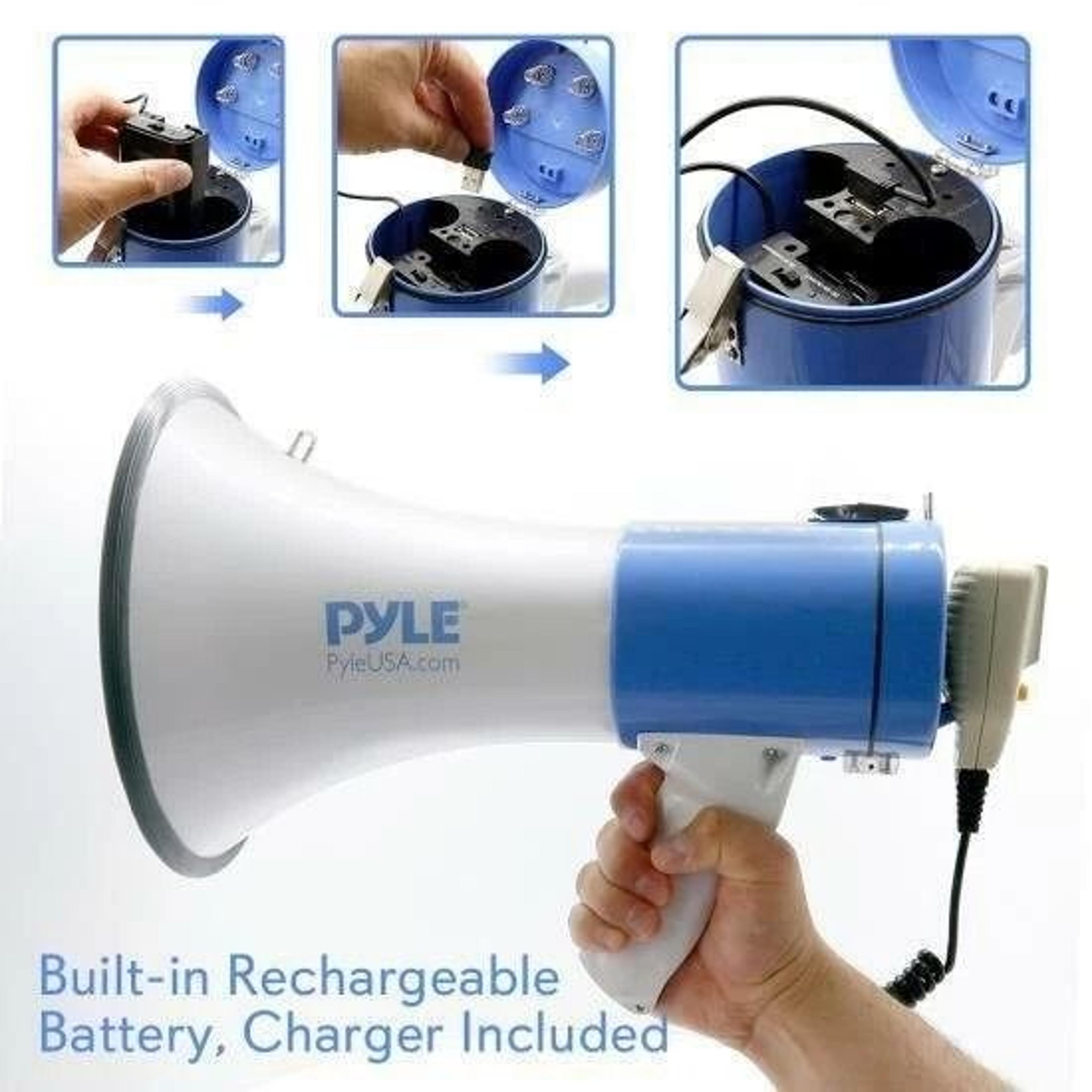Pro Rechargeable Megaphone Speaker With Record  Input 4
