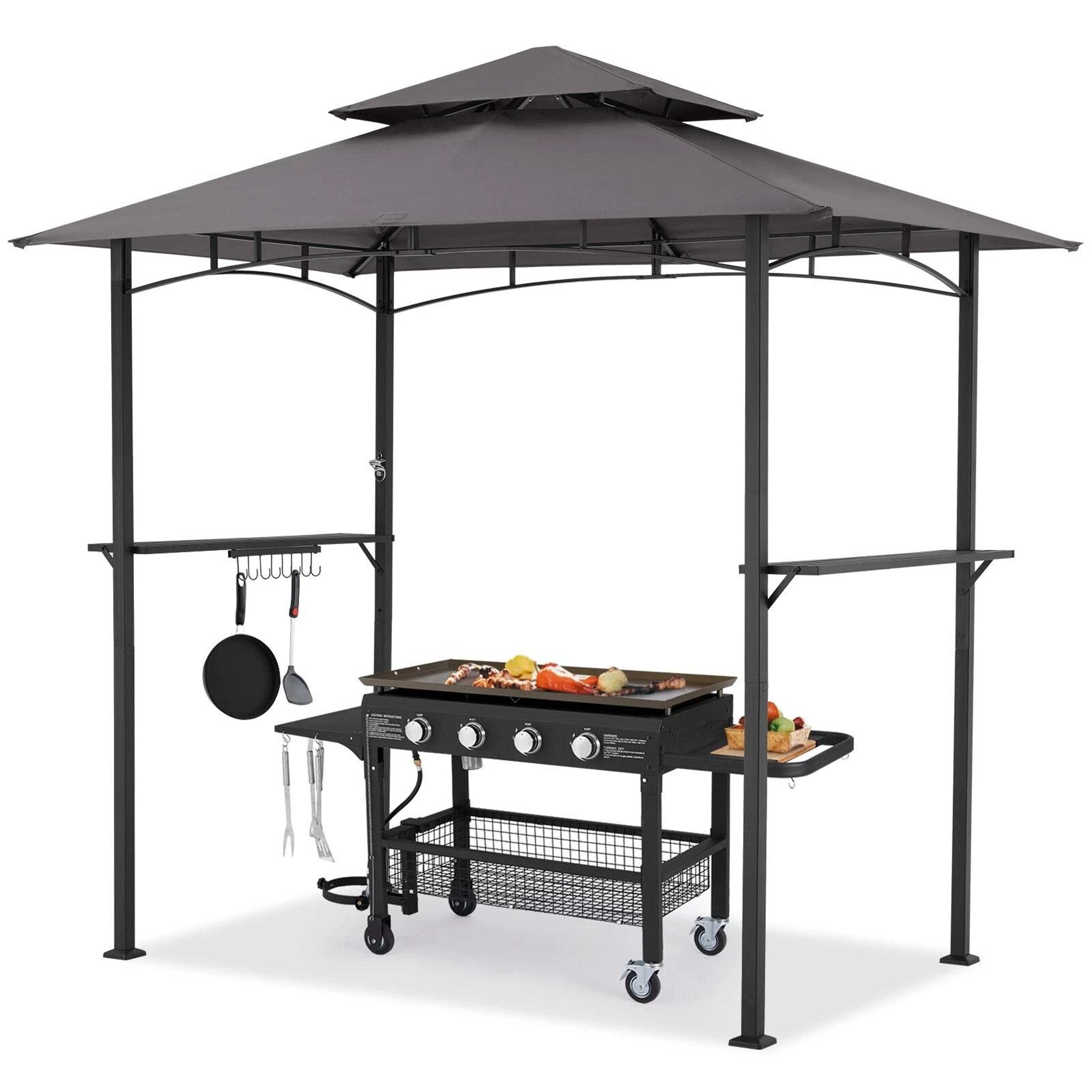 Outdoor Grill Gazebo BBQ Tent With Shelves  Hooks Durable Canopy For Cooking And Protection 6