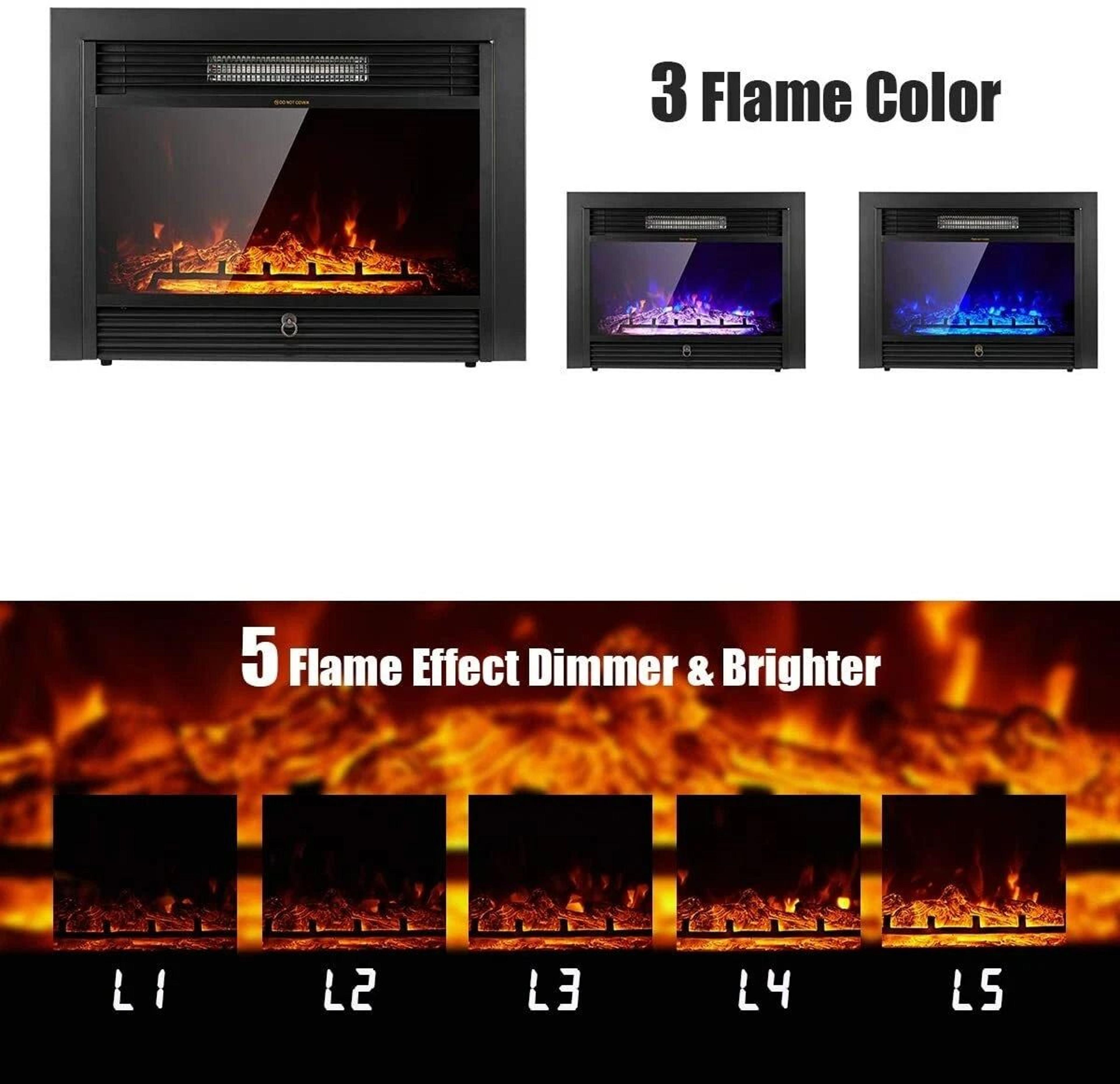 Electric Fireplace Insert Heater With Color Flame  Remote Control 3