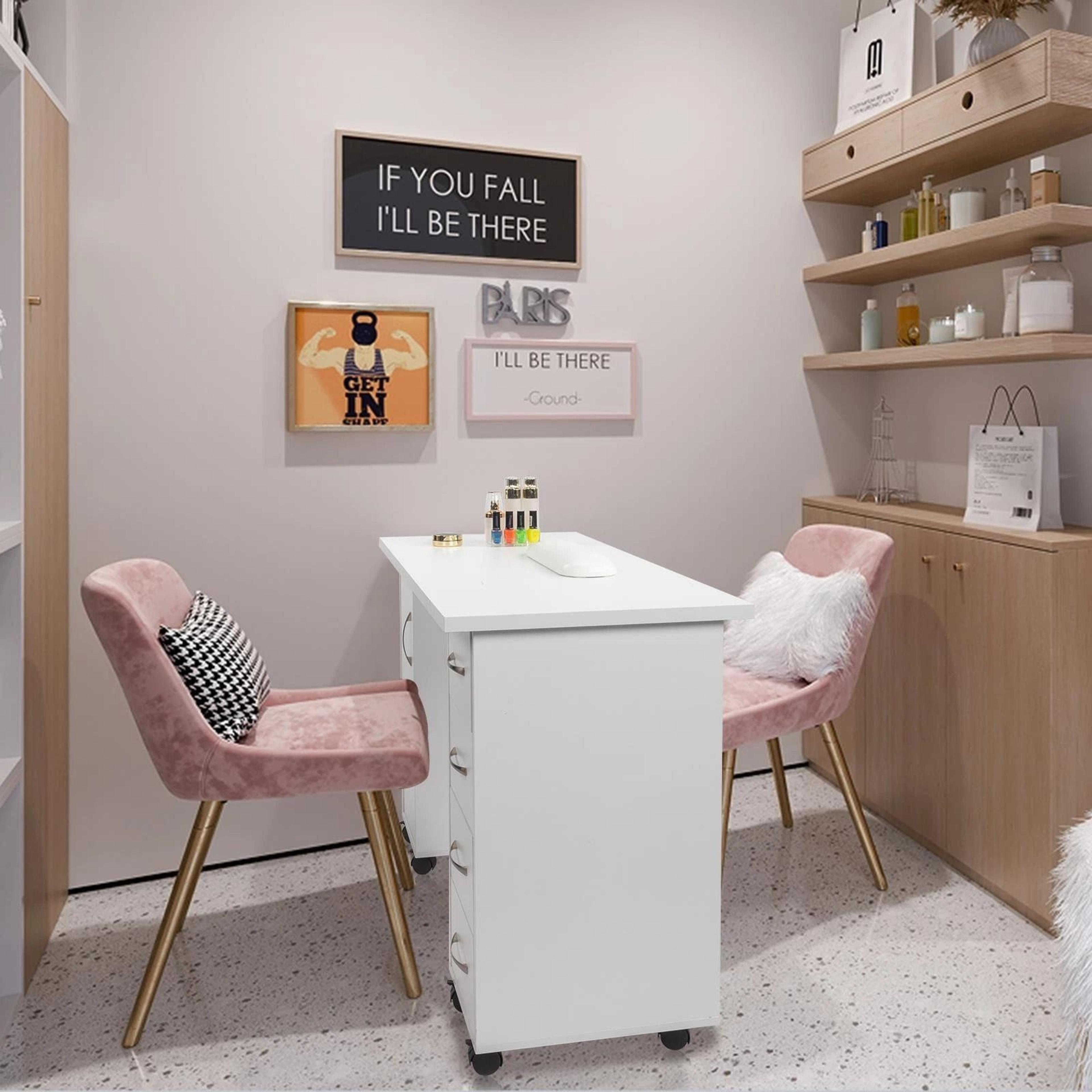 Manicure Table With Storage  Wrist Rest Makeup Station Nail Desk With Drawers For Salon Or Office 3