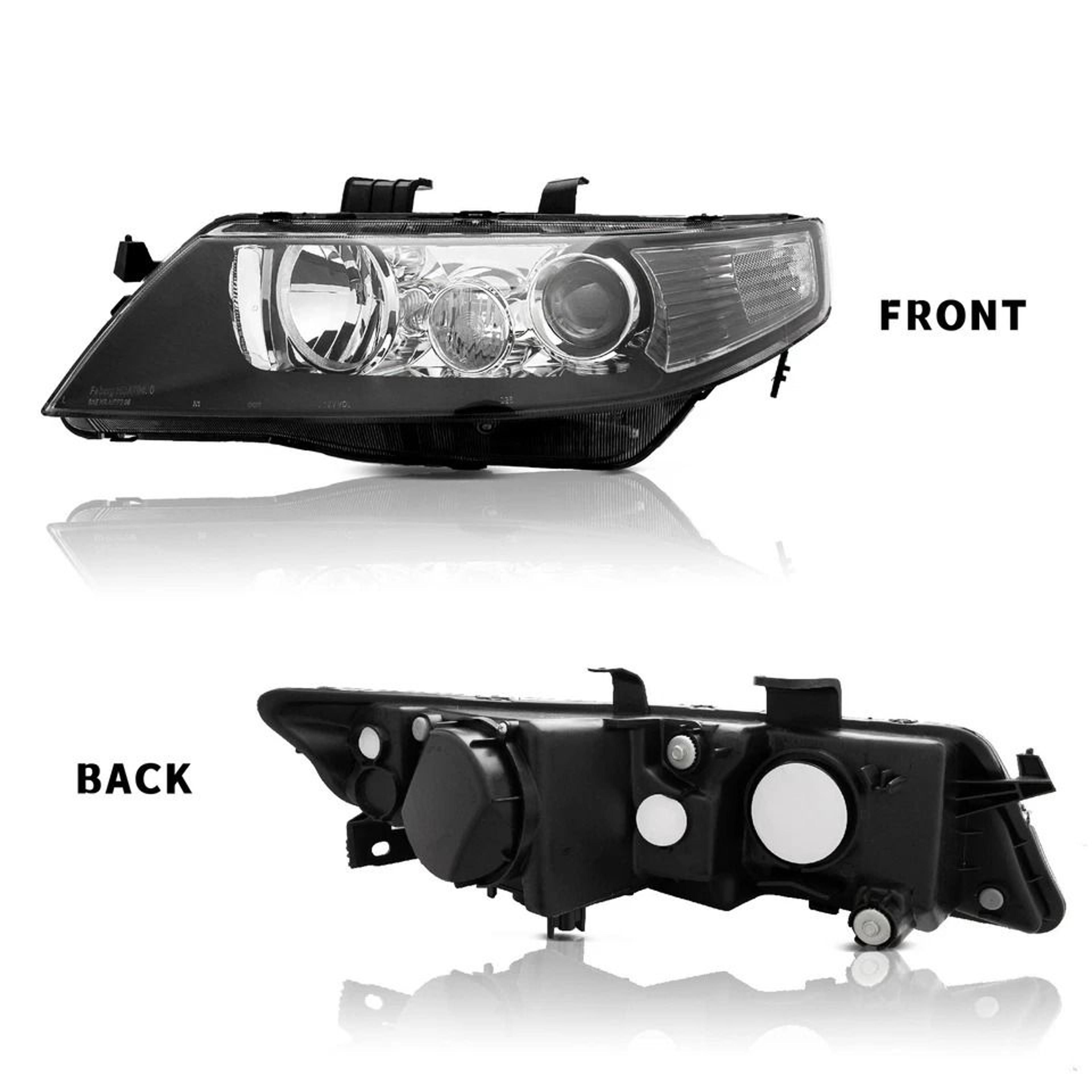 Factory Style Black Projector Headlights Acura TSX Pair 7