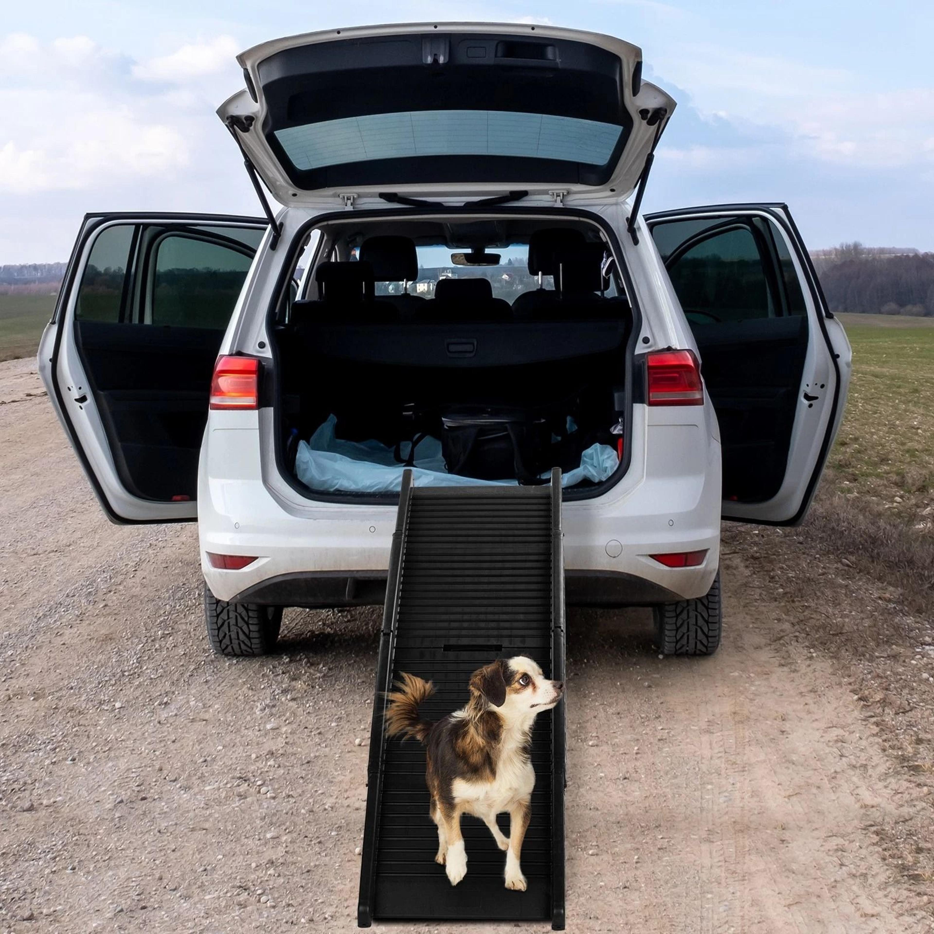 portable folding dog ramp for suvs, cars, and travel lightweight and collapsible pet ramp