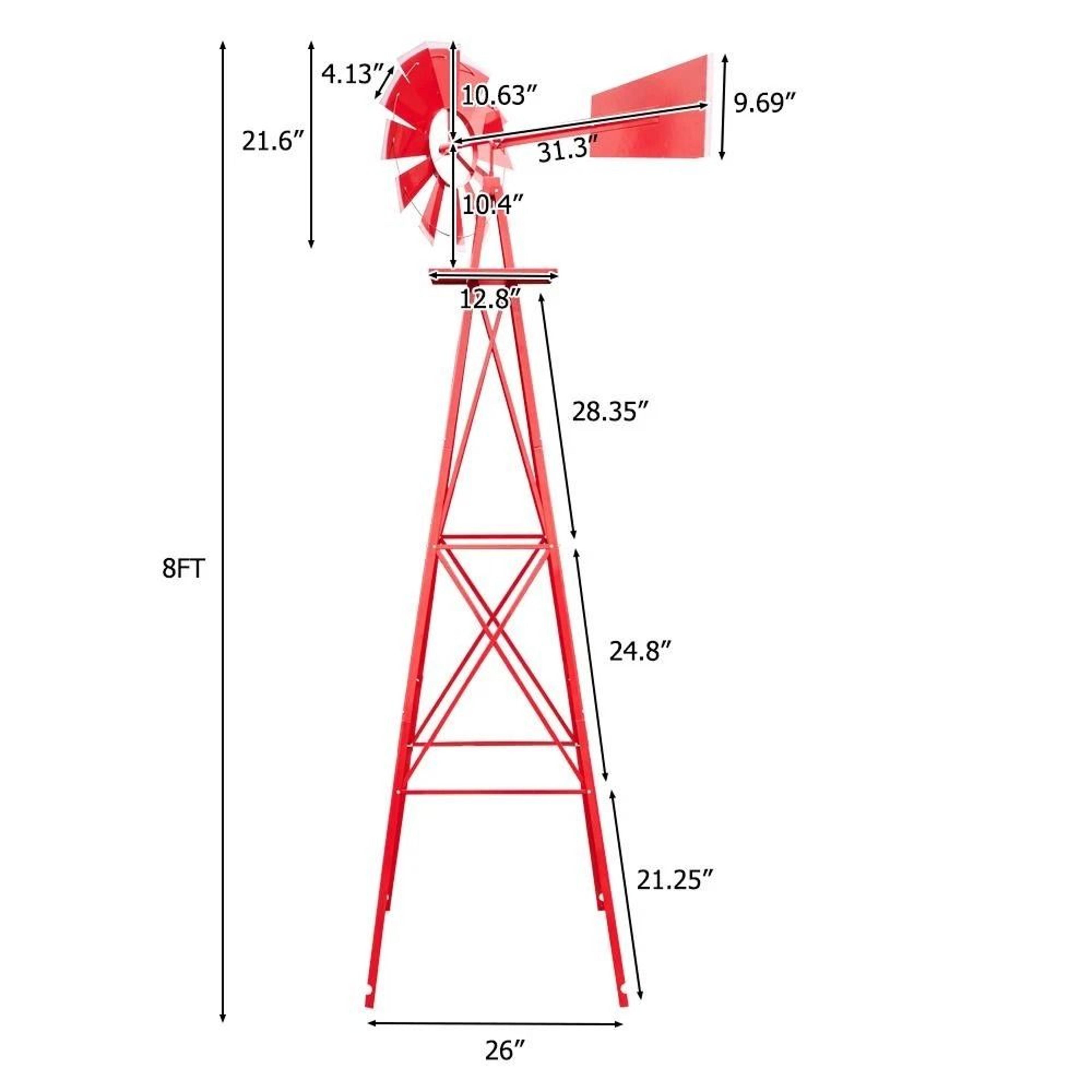 Patio Metal Windmill Red Garden Yard Decoration For Outdoor Spaces 4