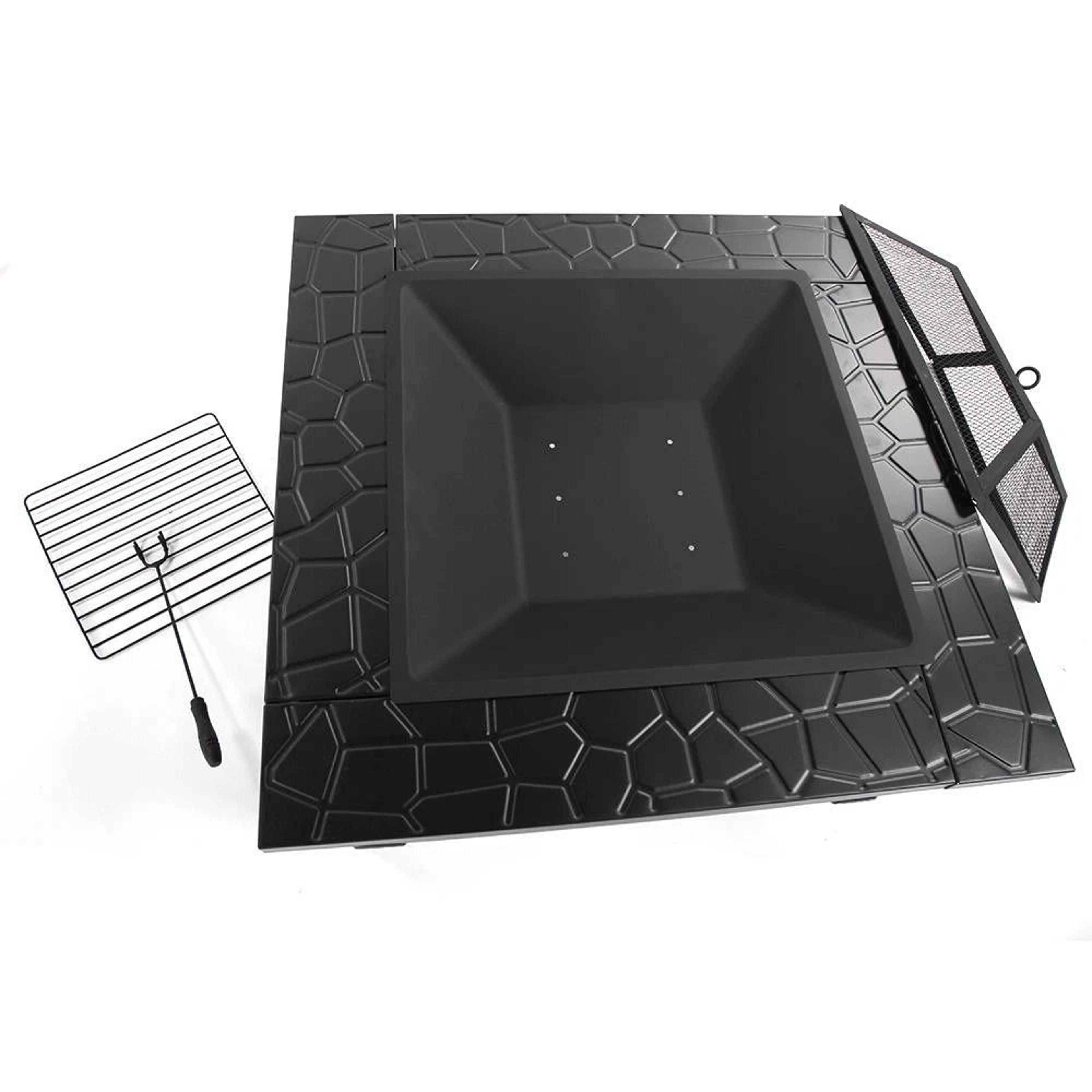 fire pit bbq table for patio & garden wood burning fireplace with cooking grate and poker
