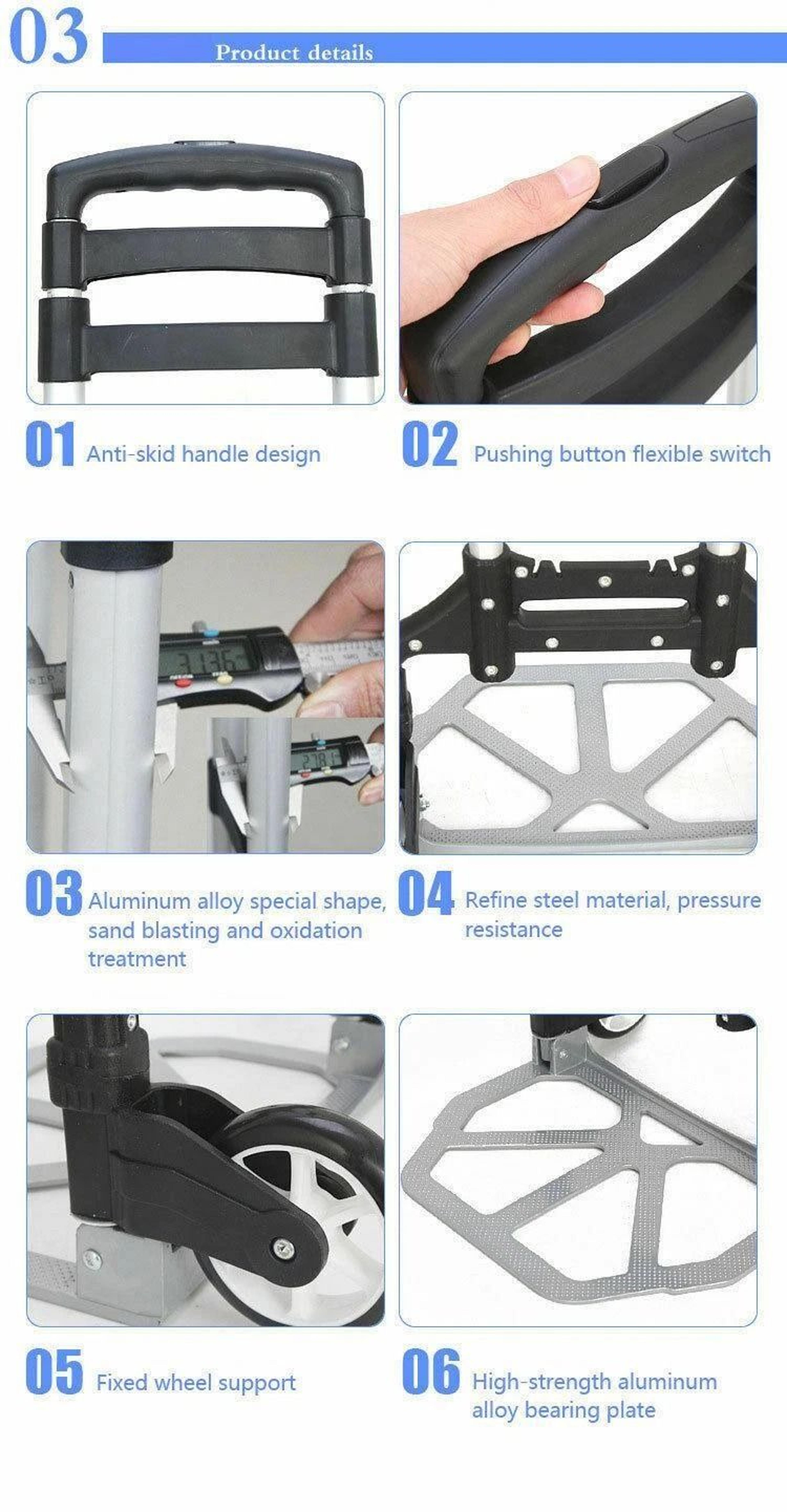 Compact Aluminium Folding Push Cart Portable Travel Shopping Trolley Luggage 1