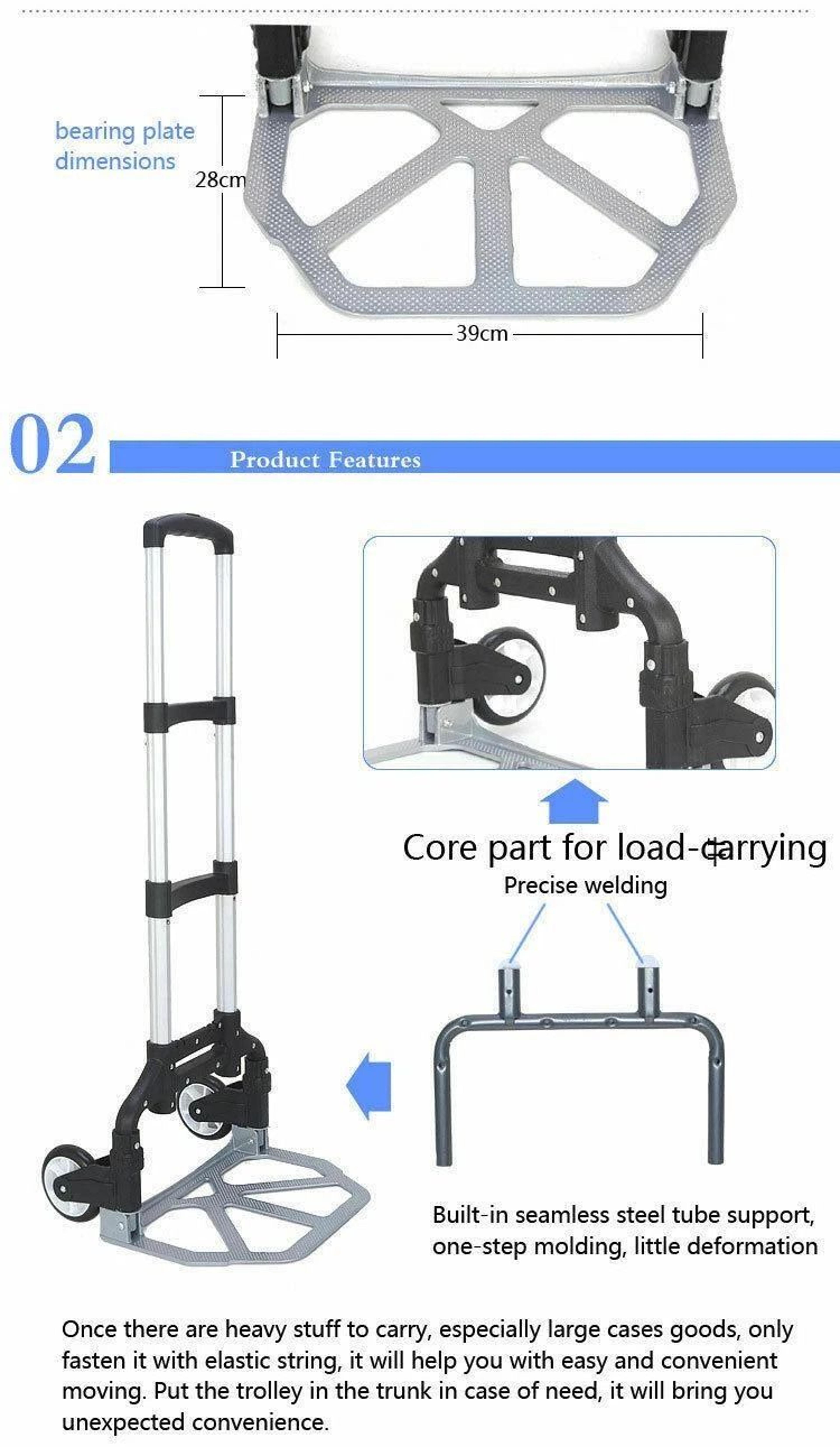 Compact Aluminium Folding Push Cart Portable Travel Shopping Trolley Luggage 2