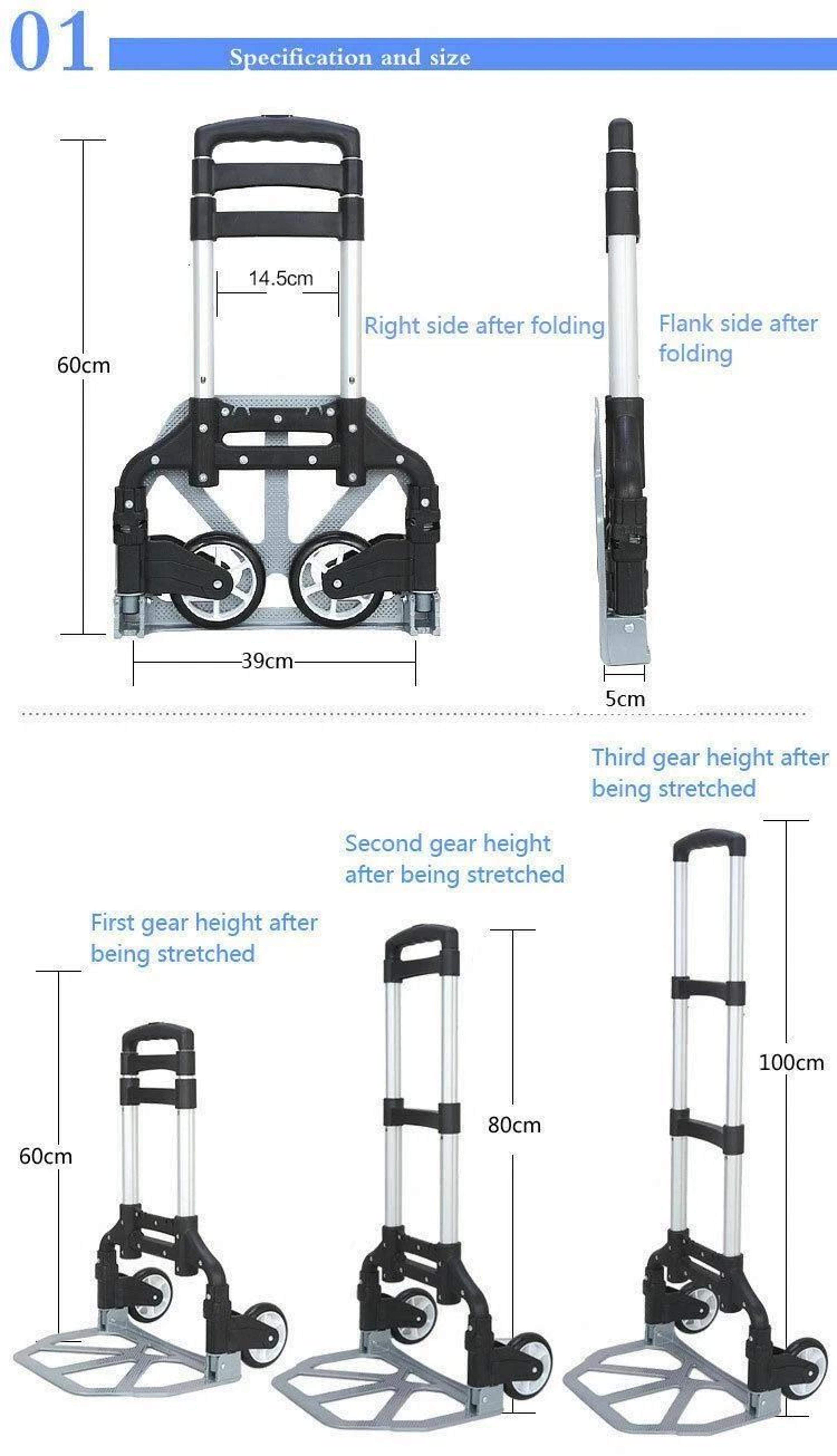 Compact Aluminium Folding Push Cart Portable Travel Shopping Trolley Luggage 3