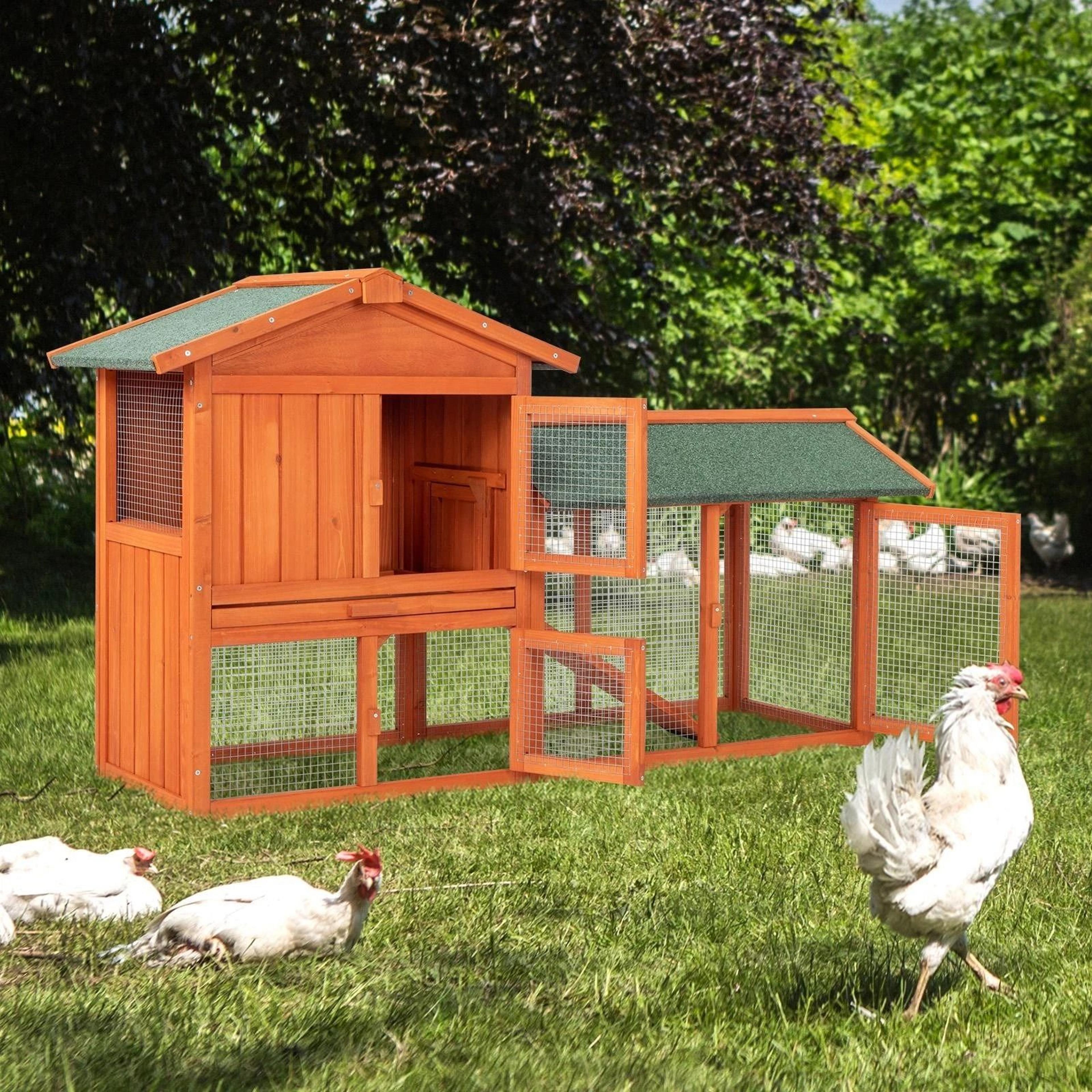 premium wooden backyard chicken coop with nesting box & poultry hutch