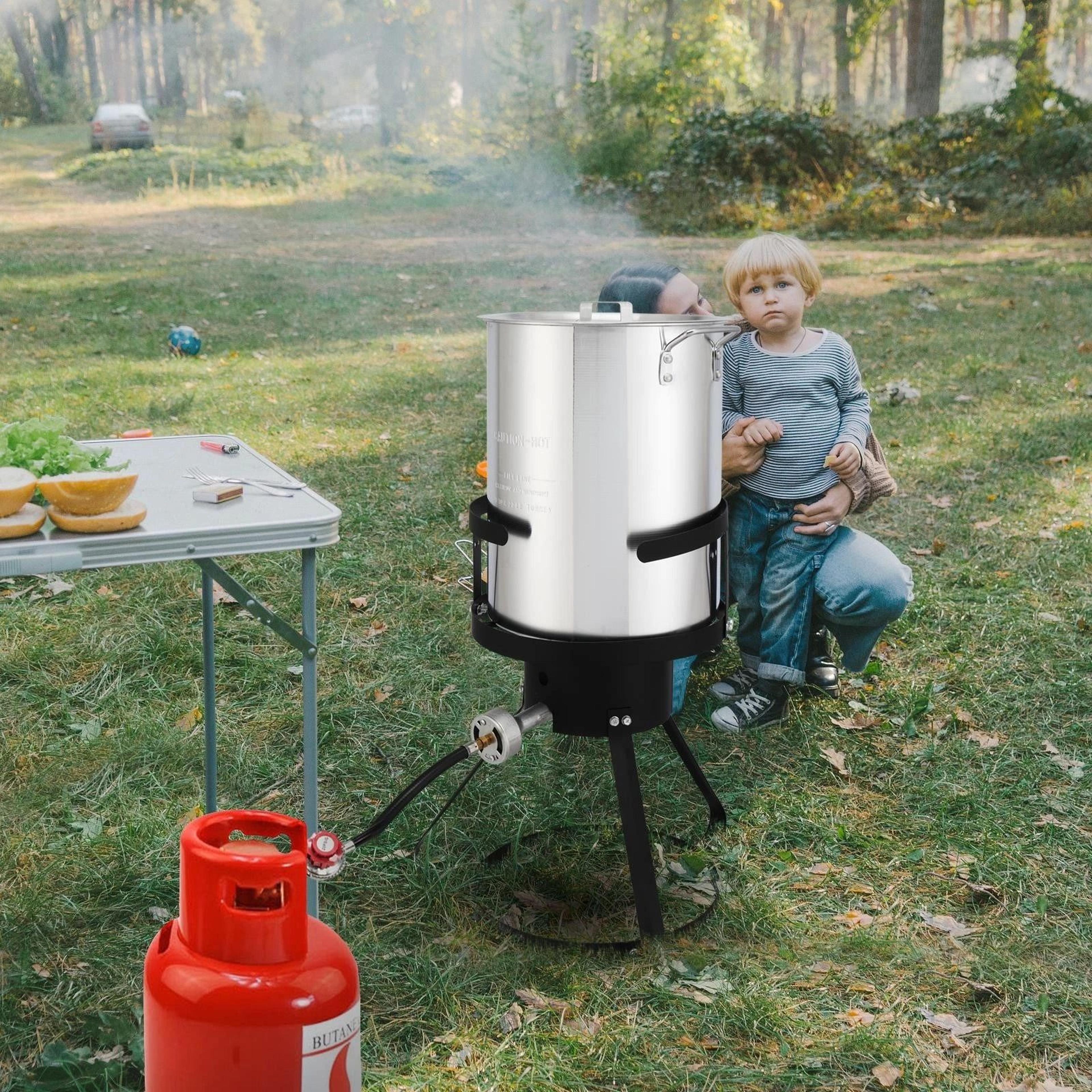outdoor turkey fryer with btu propane burner cooker