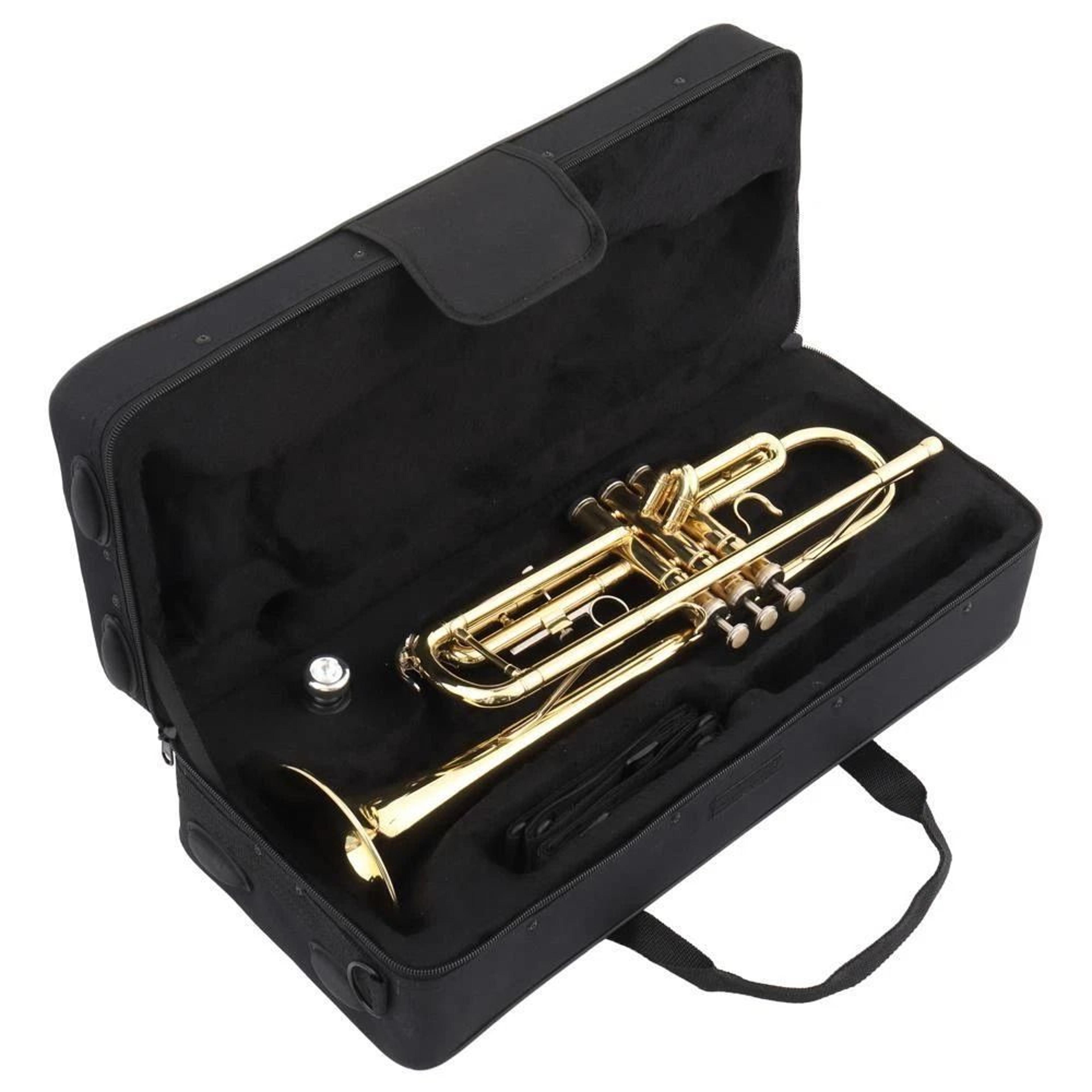 student beginner bb trumpet gold lacquer brass instrument with case for school band and music practice