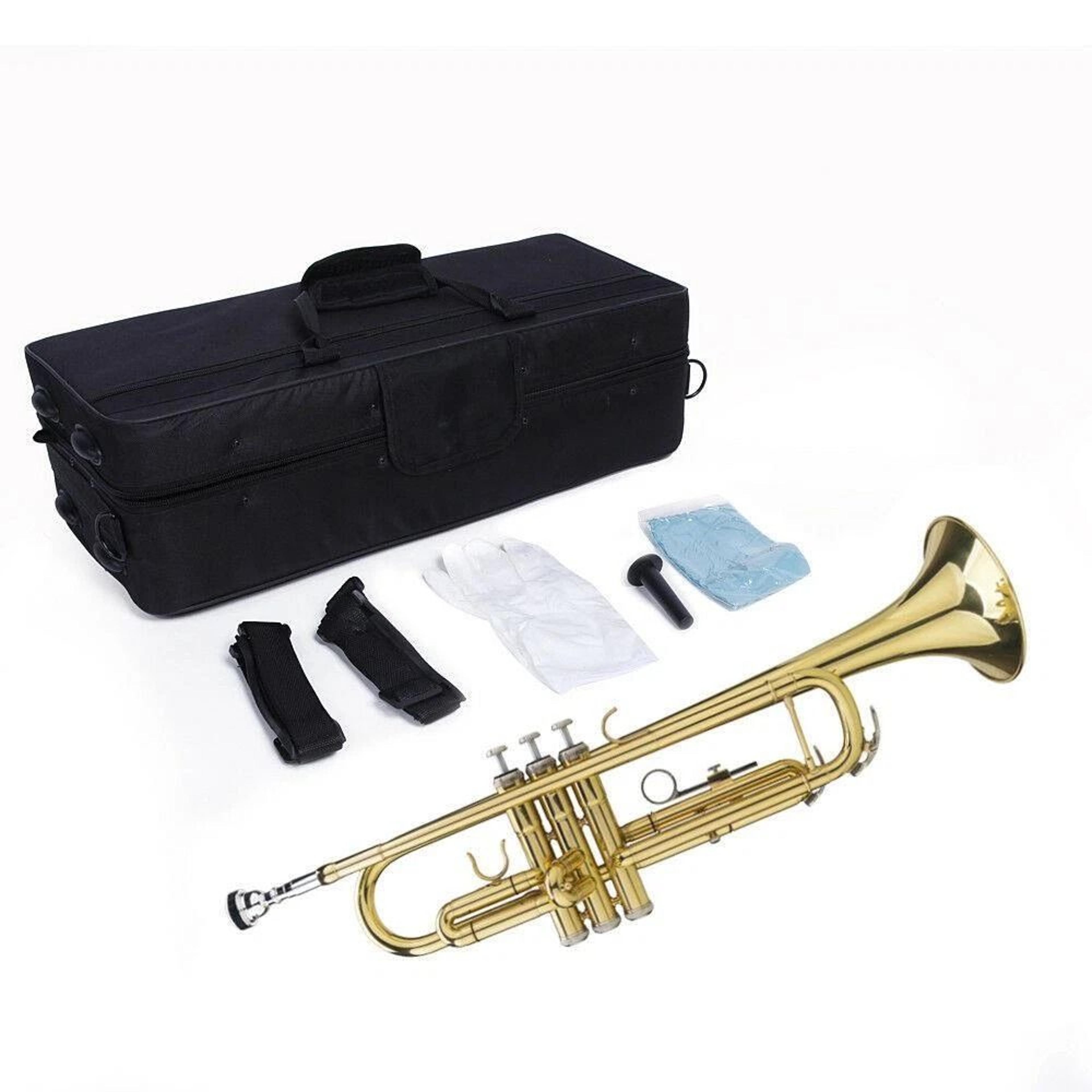 Student Beginner Bb Trumpet Gold Lacquer Brass Instrument With Case For School Band And Music Pract 8