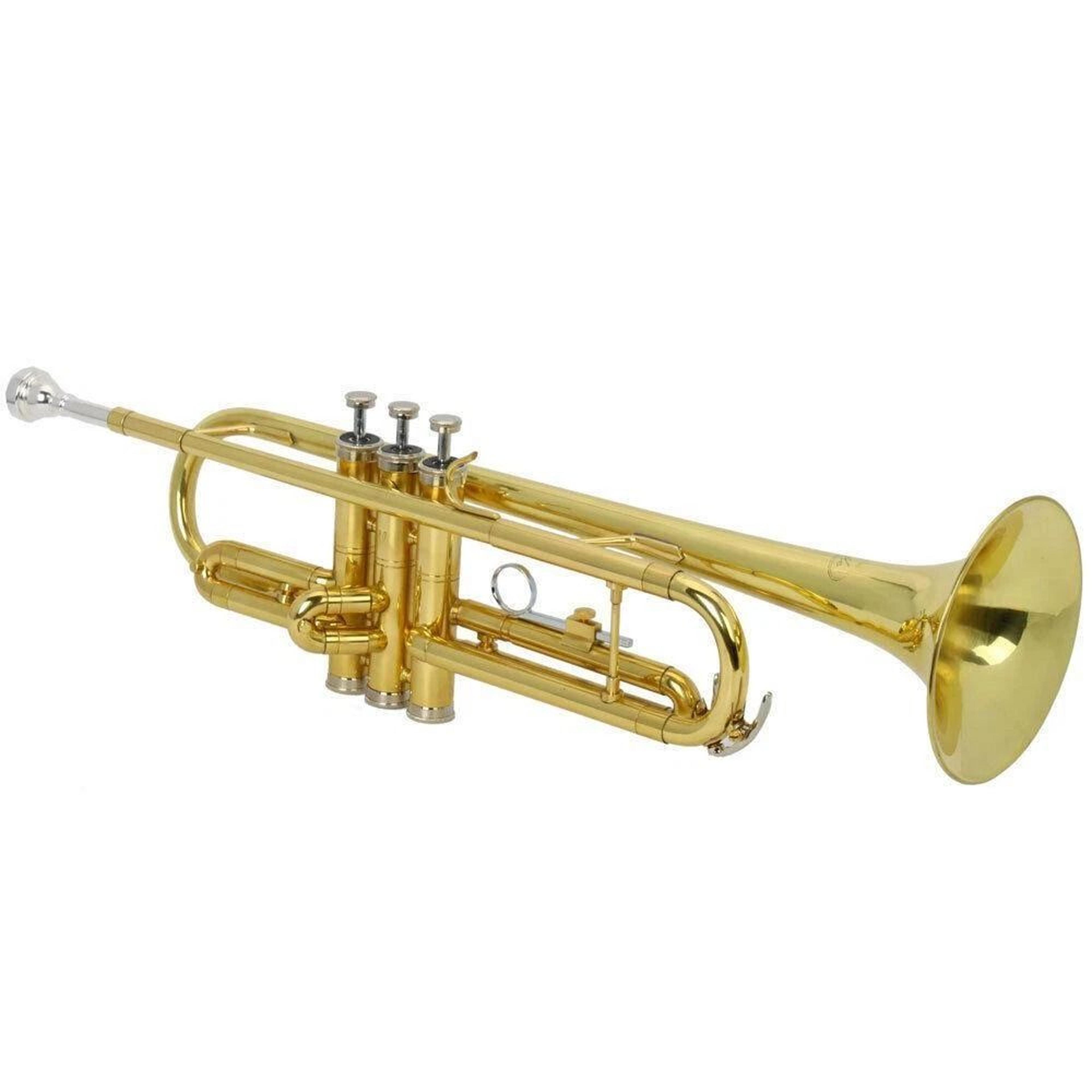 Student Beginner Bb Trumpet Gold Lacquer Brass Instrument With Case For School Band And Music Pract 4