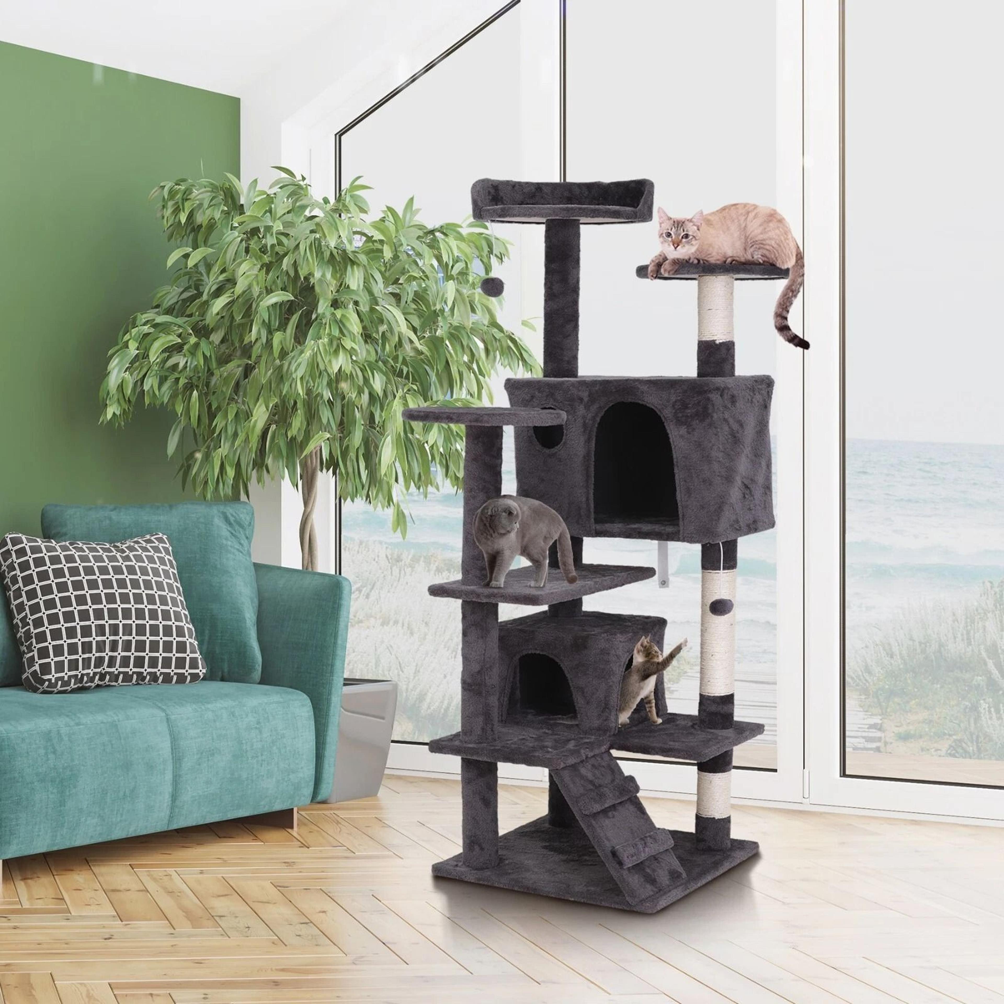 multi level cat tree tower with scratching posts and cozy perches indoor cat activity center