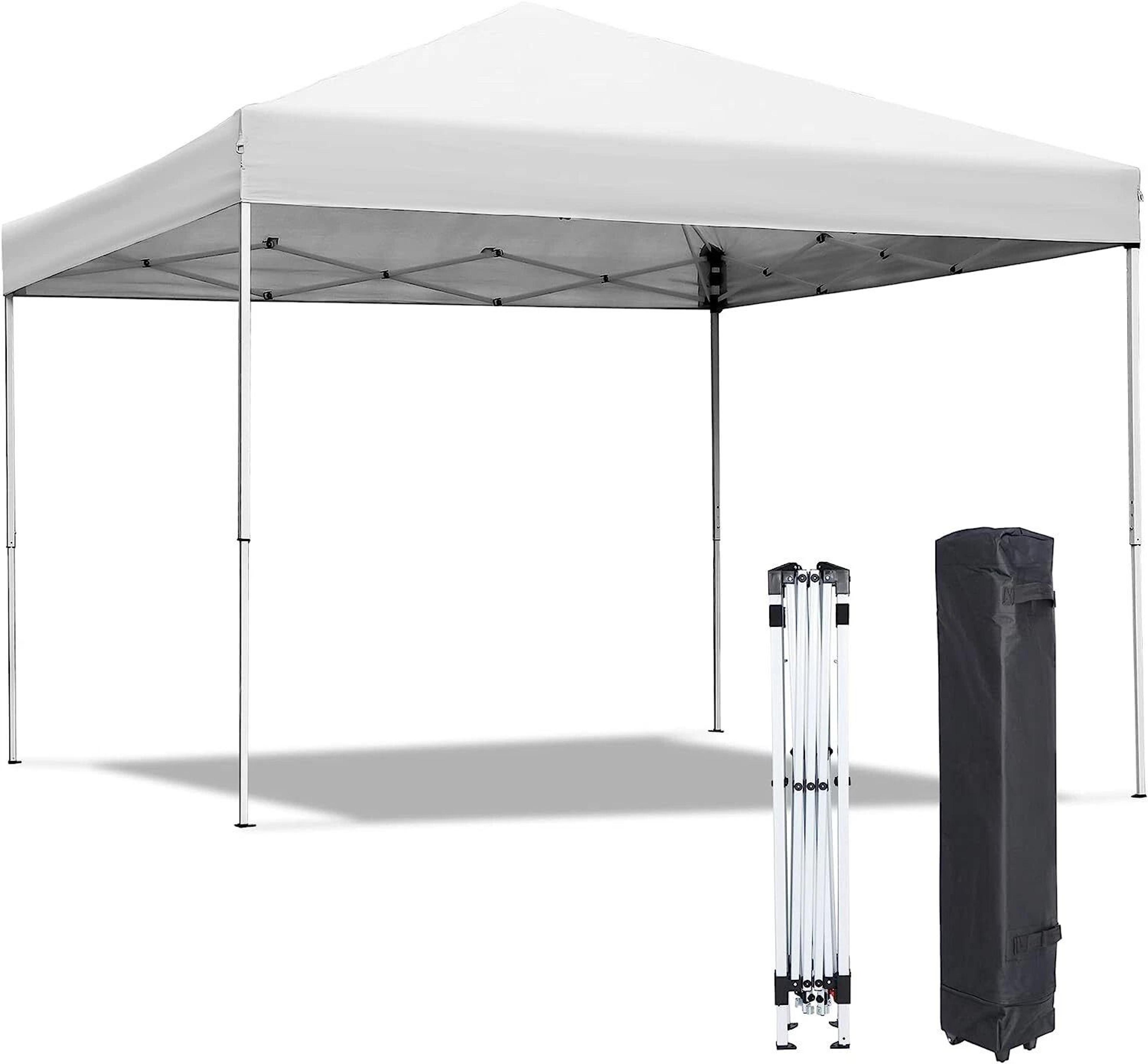 portable pop up canopy tent with adjustable height and wheeled carry bag for outdoor events