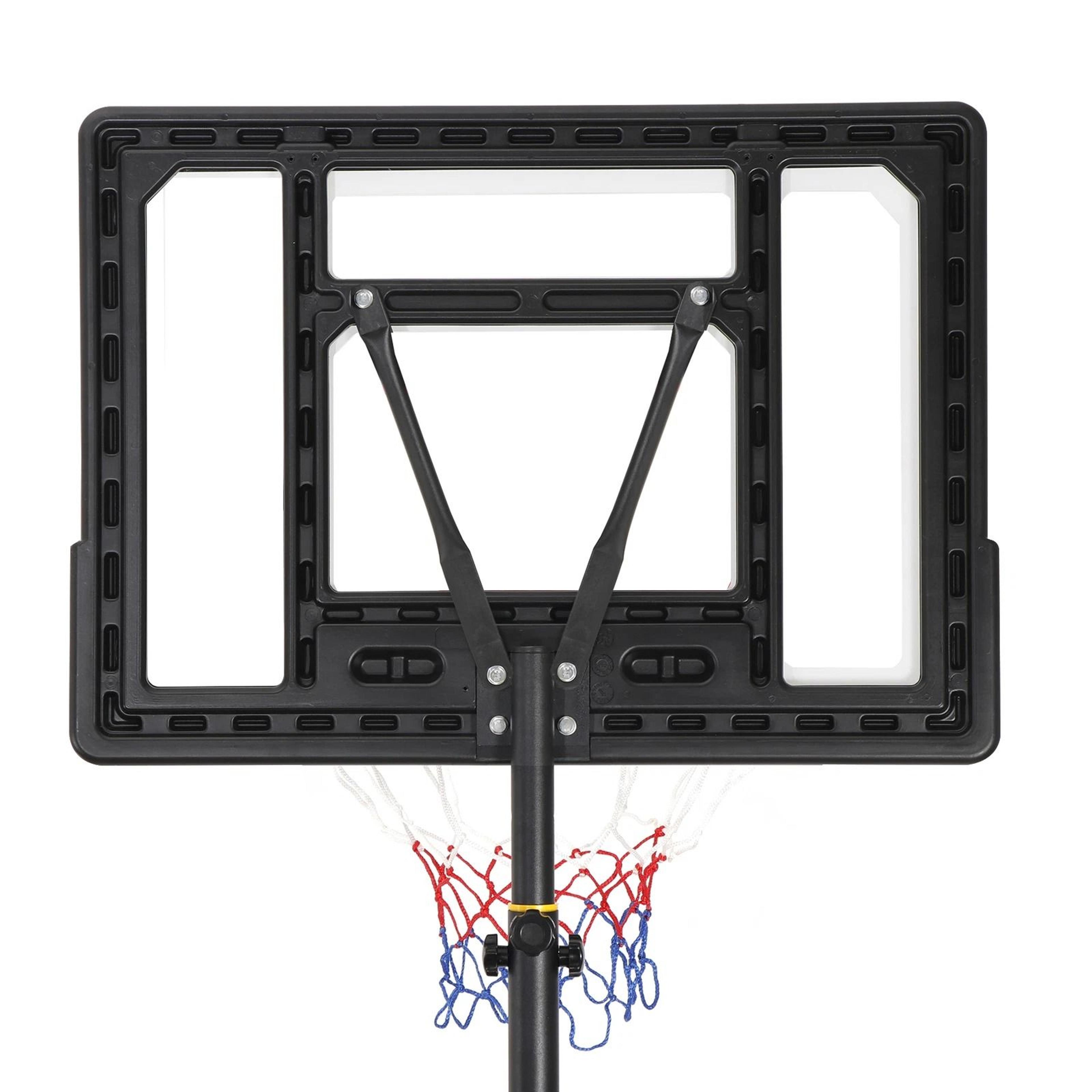 Portable Adjustable Basketball Hoop System With Wheels Outdoor Driveway Goal With PVC Backboard 2