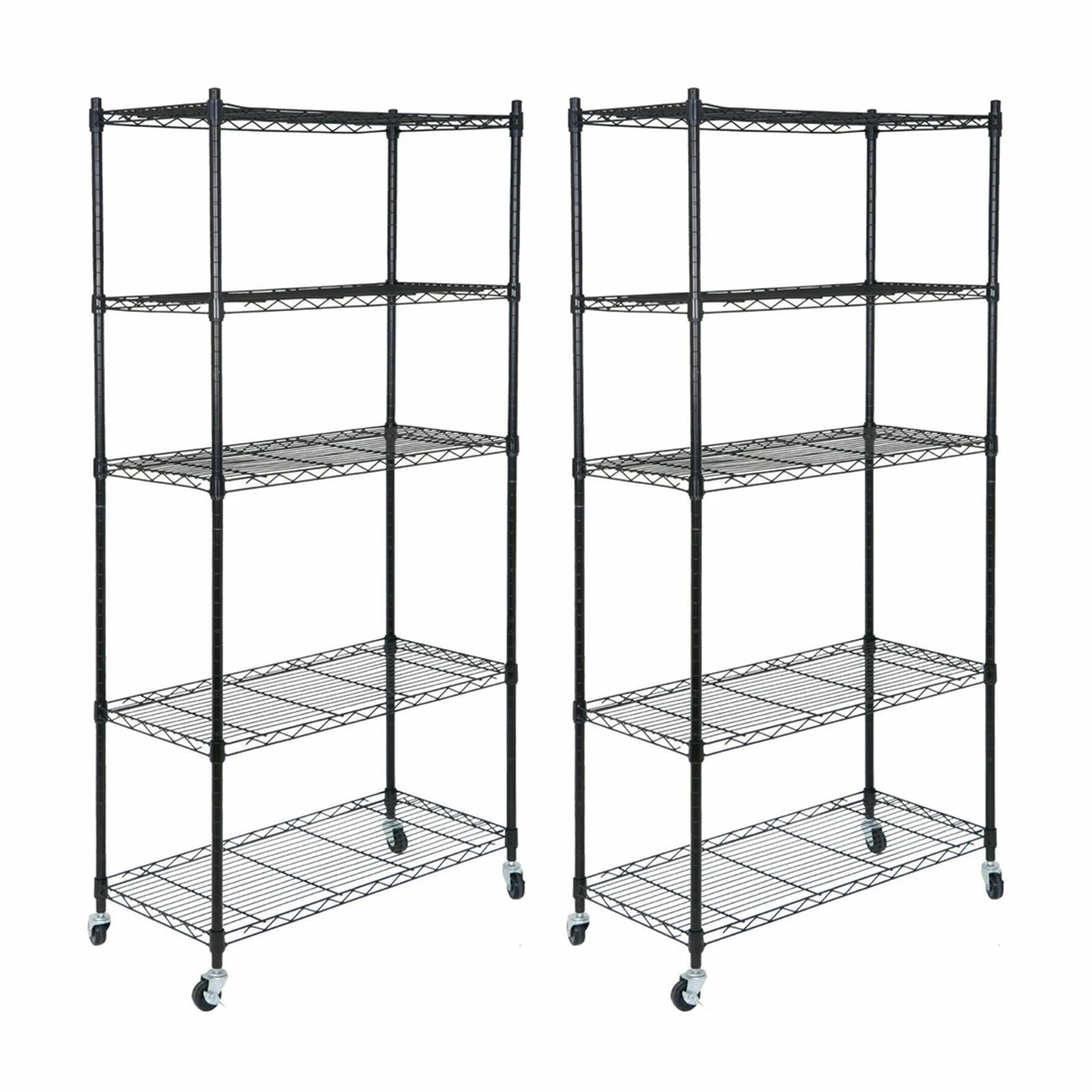 5 Tier Rolling Shelves Storage Rack With Large Space  Caster Steel Unit For Home Office  Garage Org 10