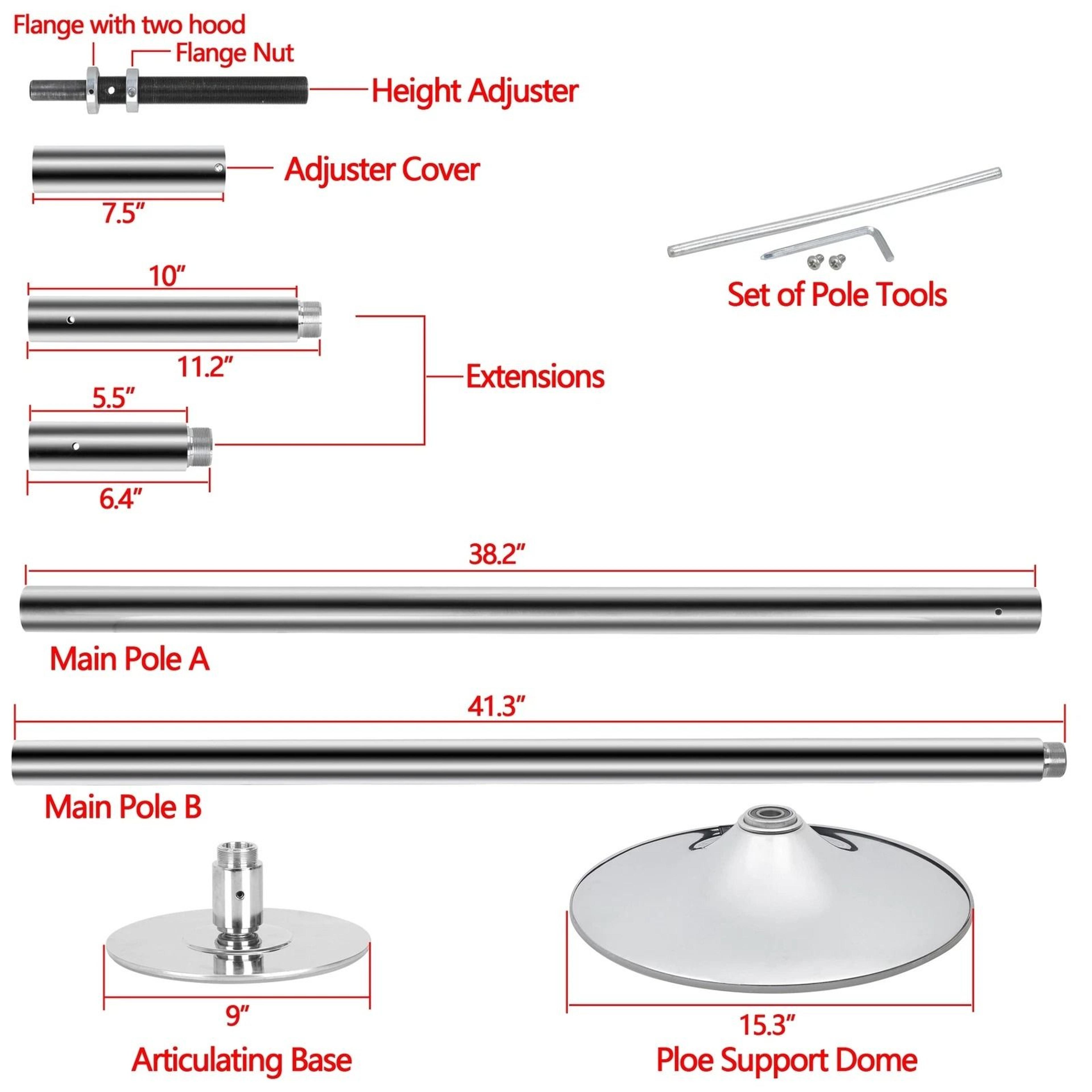 Adjustable Dance Pole Kit Spinning  Static Fitness Pole For Home Workouts 8