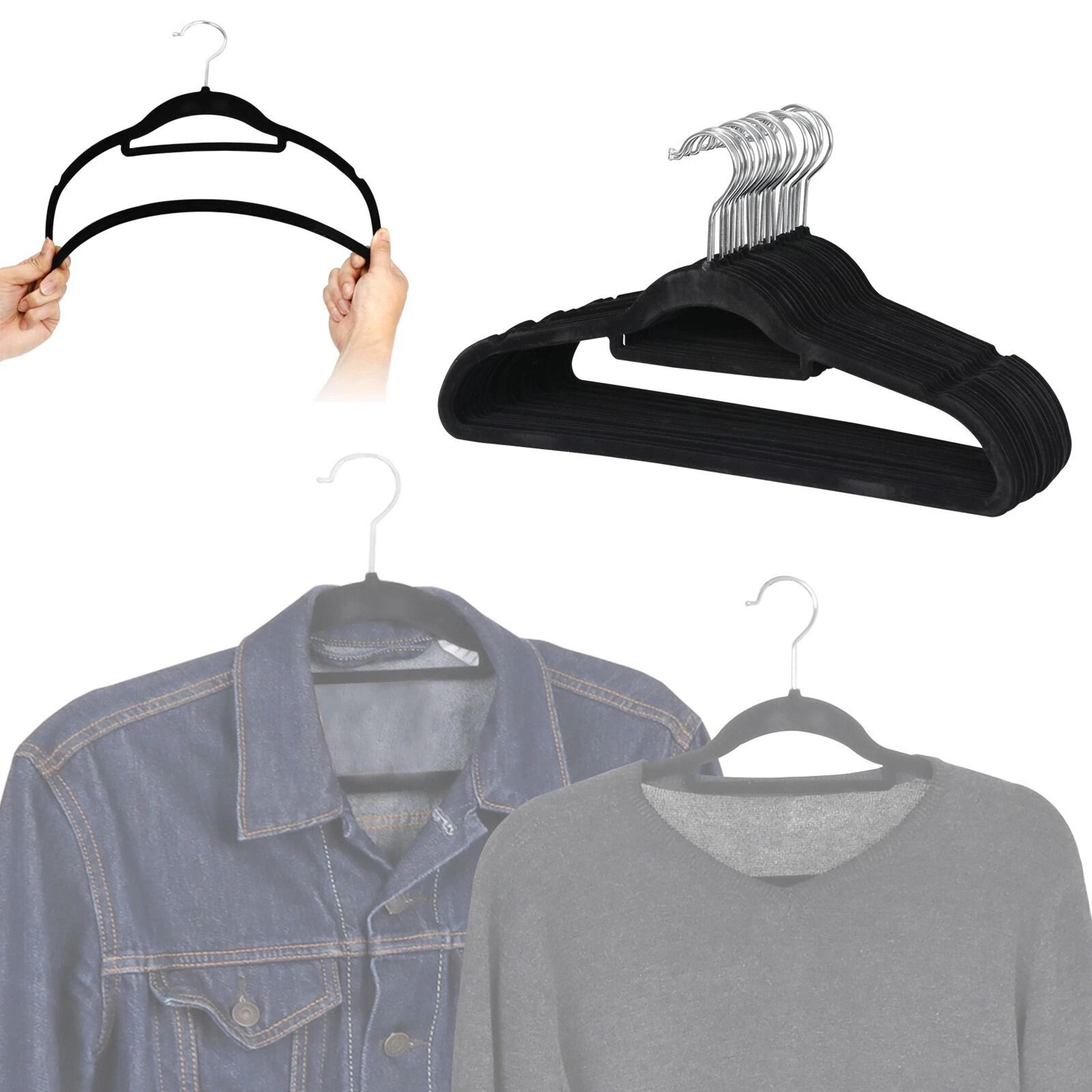 Velvet Non Slip Clothes Hangers With Swivel Hook Premium Black 2